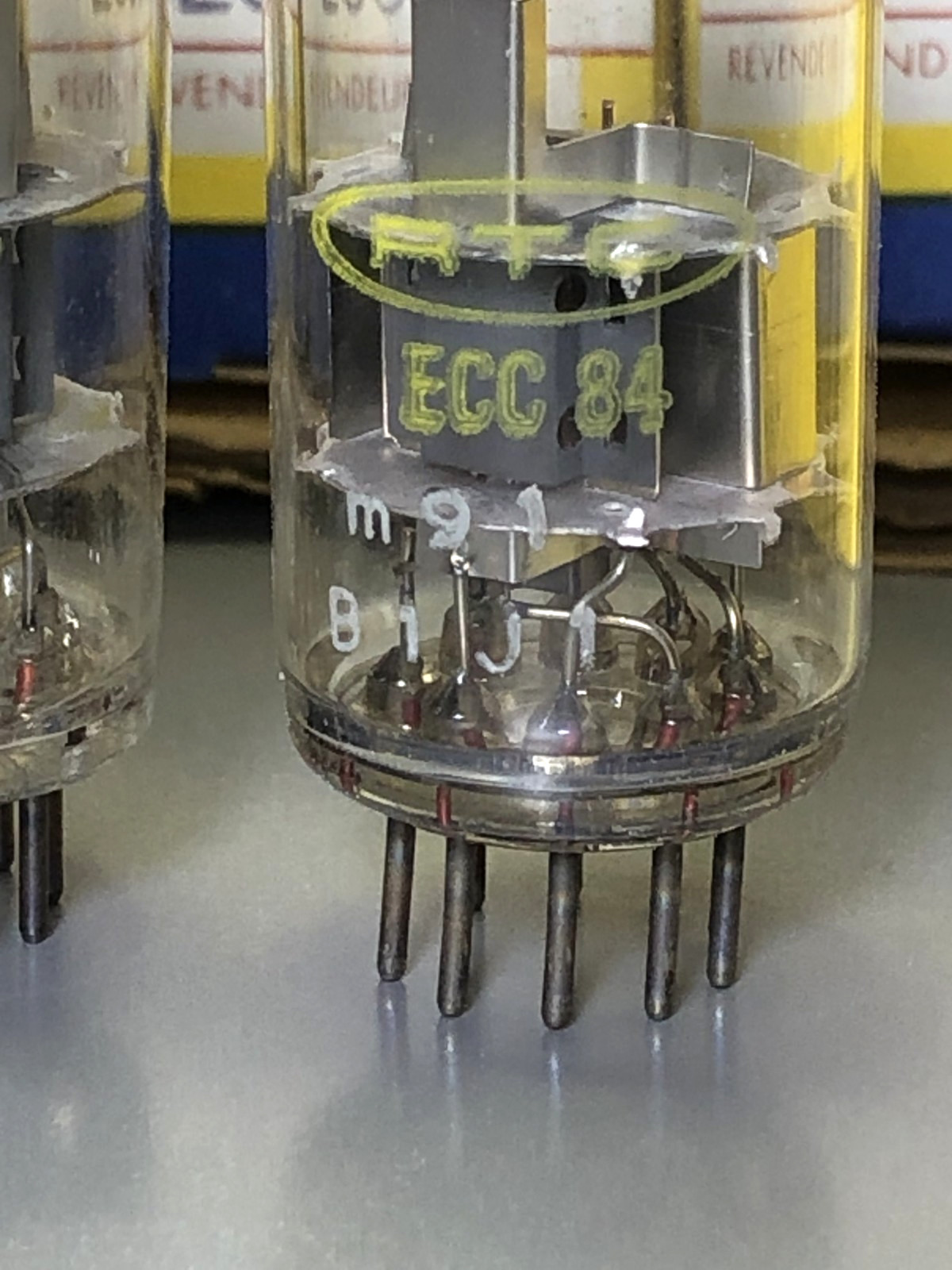 Matched Quad Philips ECC84 Mullard Blackburn B1J1 NOS_NIB Vintage Tubes 1971 .