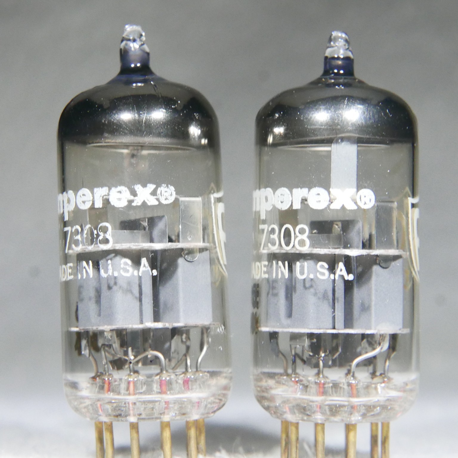 Matched Pair Amperex PQ 7308/E188CC O-Getter Gold Pin Made in USA 1964 Strong