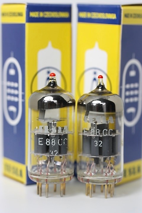 6922 E88CC CCa TESLA TELEFUNKEN TOOLING RED-TIP ARMY GOLD-PIN MATCHED-PAIR TUBES