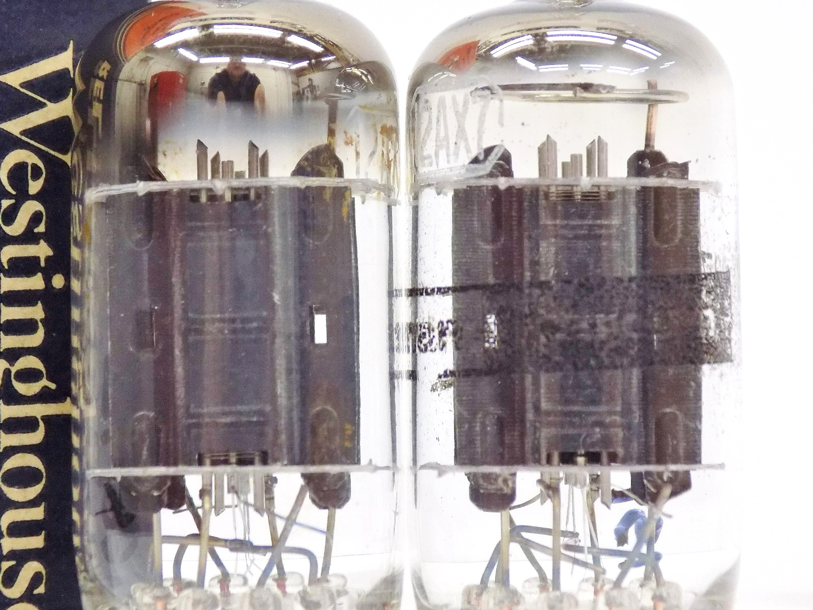 Nice Pair of Tested 1957 Westinghouse/Harman Kardon Branded 12AX7 Vacuum Tubes
