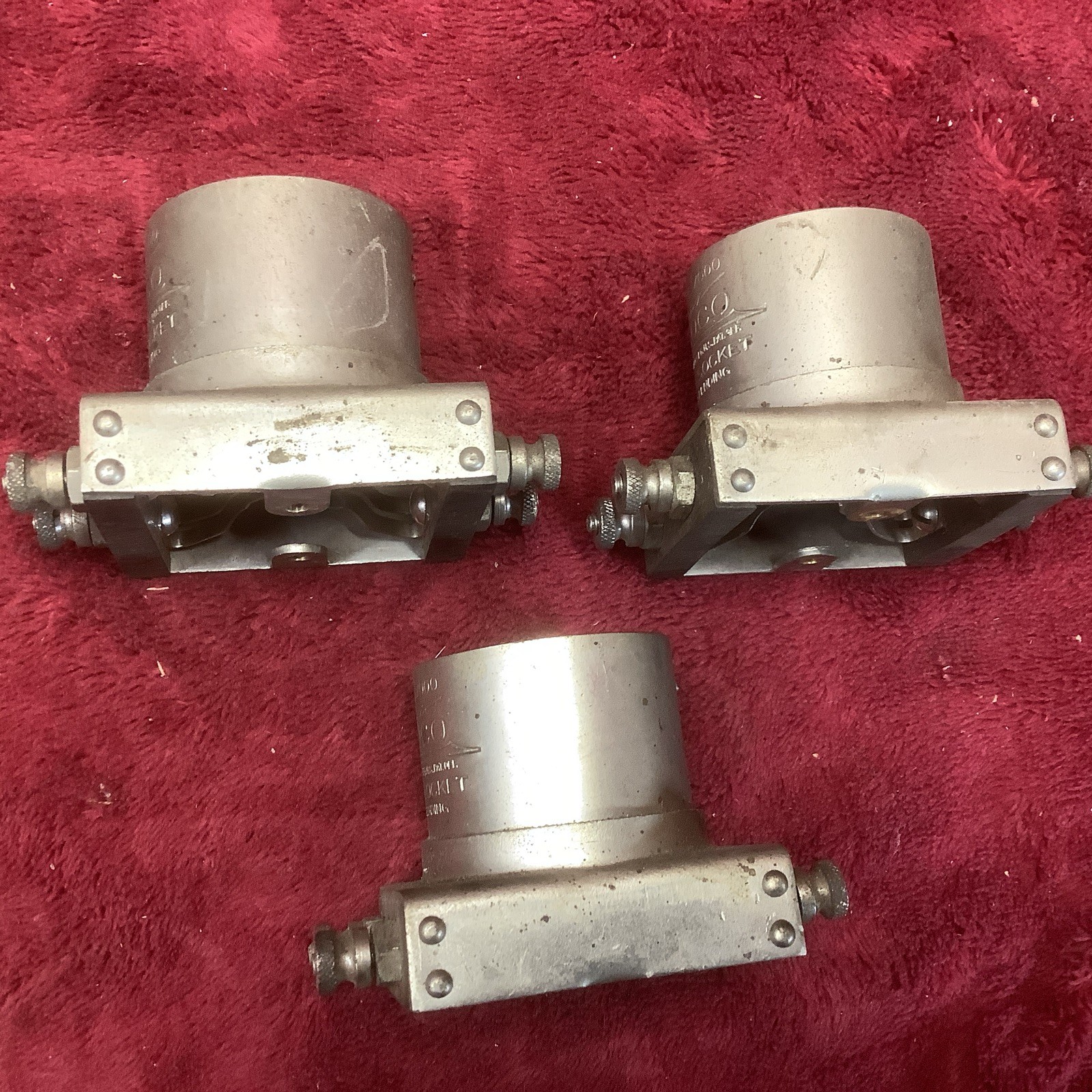 Antique COTOCO Type 7000 Radio Tube Socket ~ 3 Lot Silver Complete Thumb Screws
