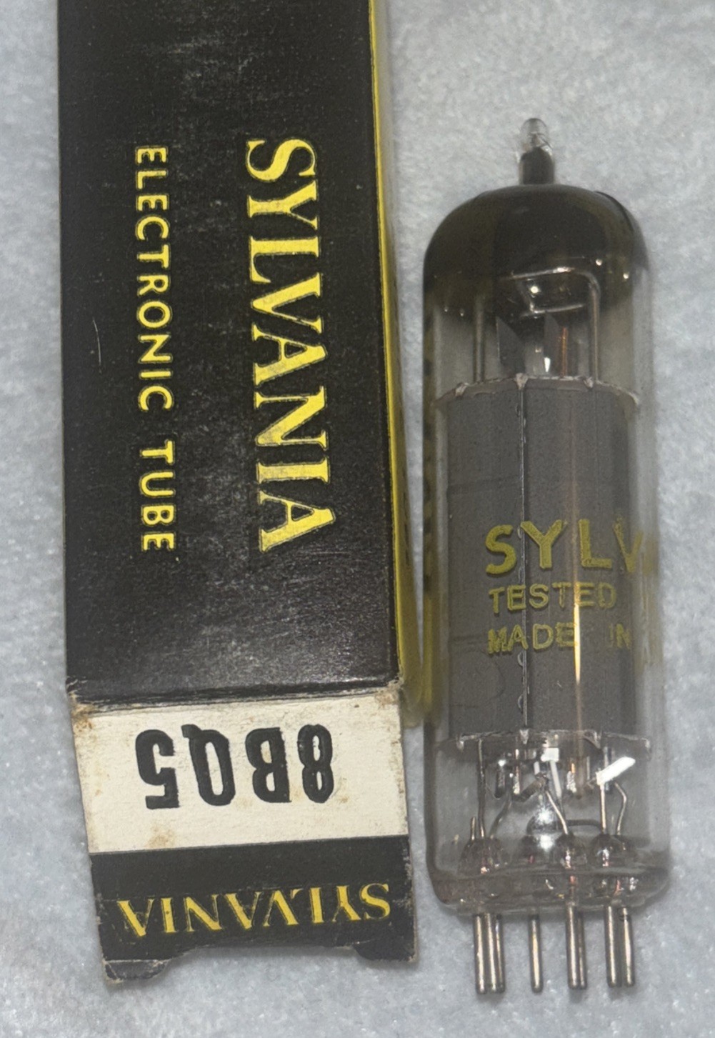 Sylvania 8BQ5 Yellow Box NOS NIB Phillips Made In Holland Tested Output Pentode
