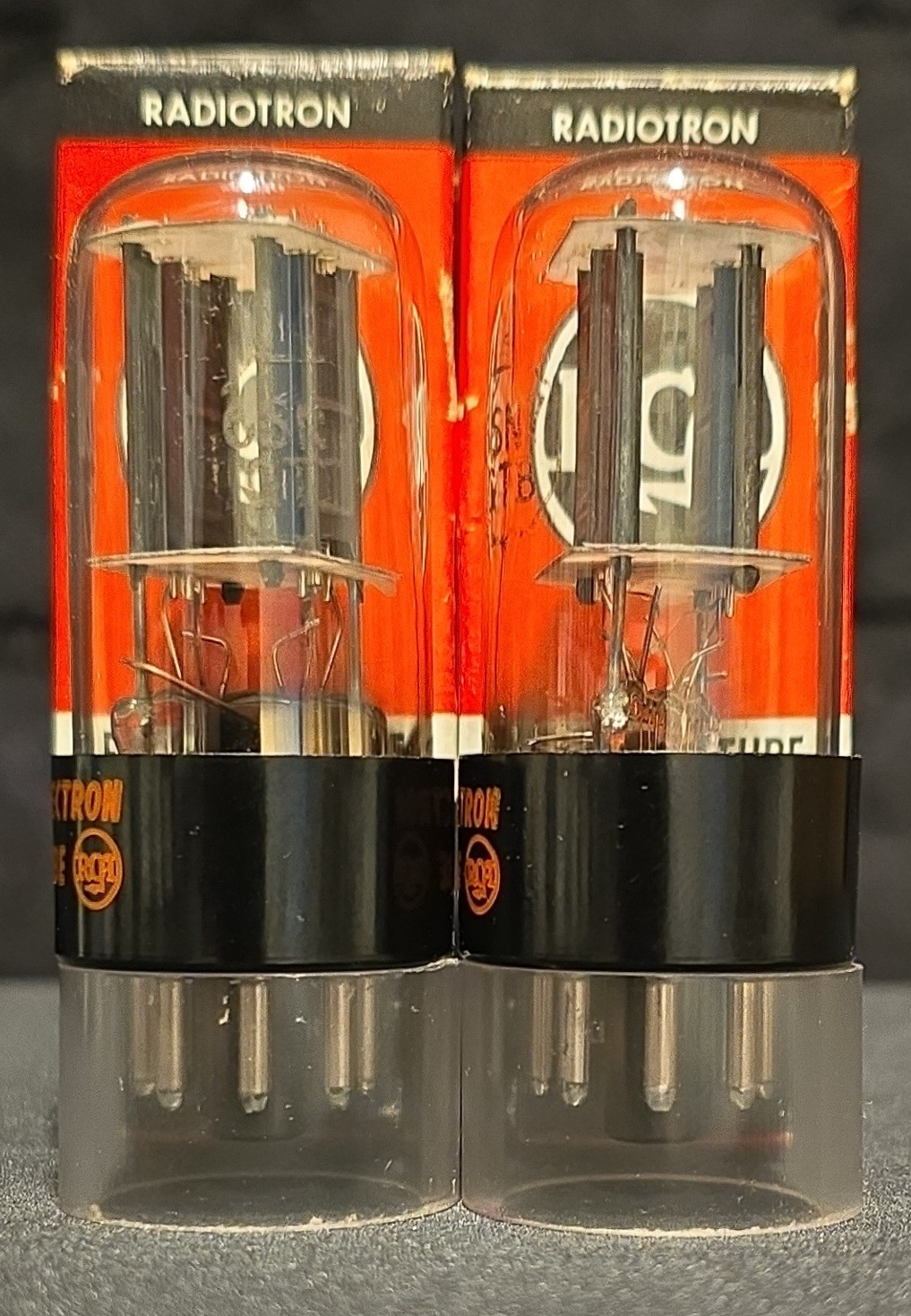 RCA 6SN7 GTB TUBE 1968 GLOW TOPS 2 HOLE TOUGH DOGs TALL BOTTLE MATCHING SET NIB