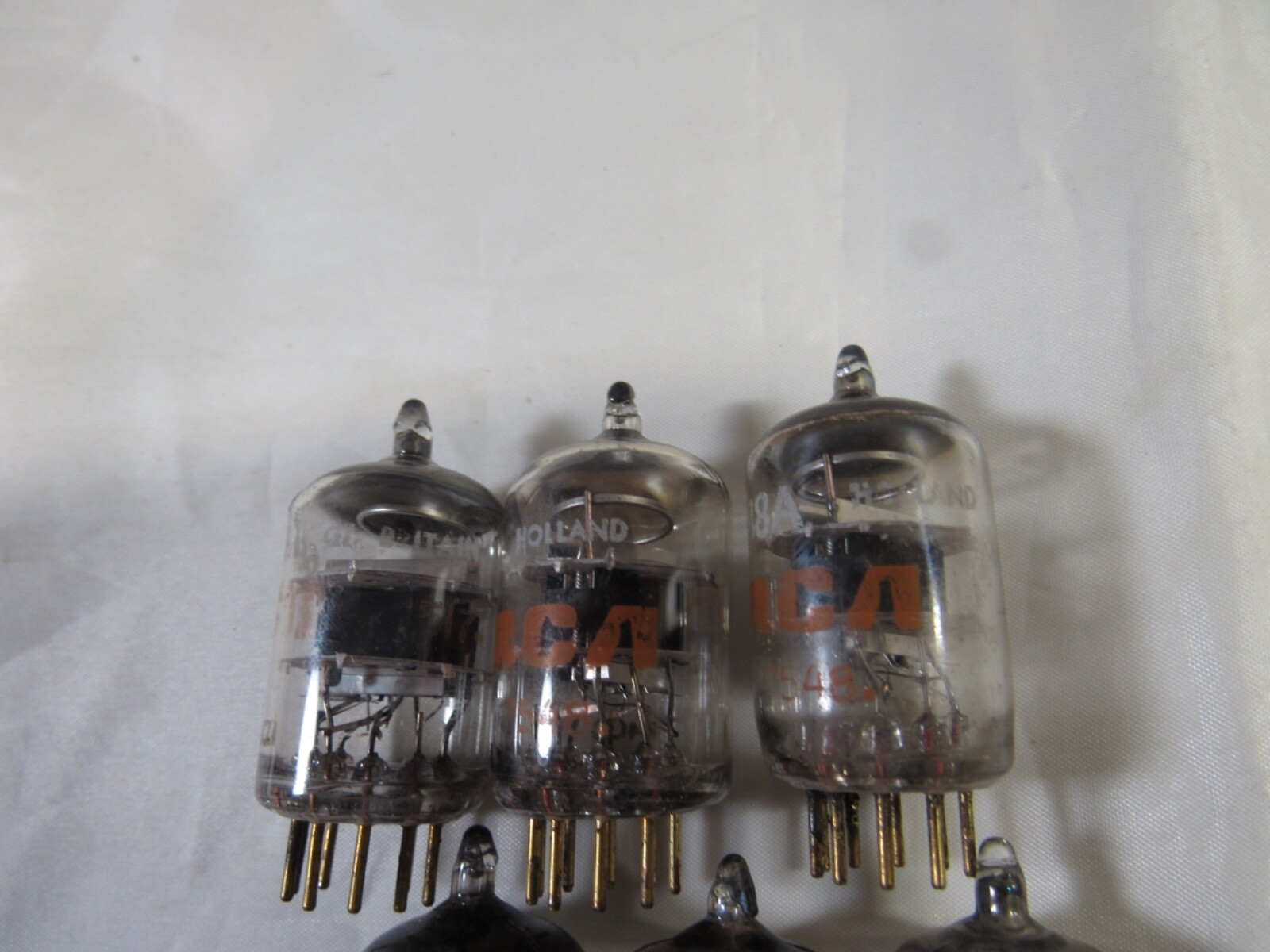 6 Pcs Electron Tubes 6688 tested Gold Pins Holland, Britain 5 x RCA 1 x Amperex