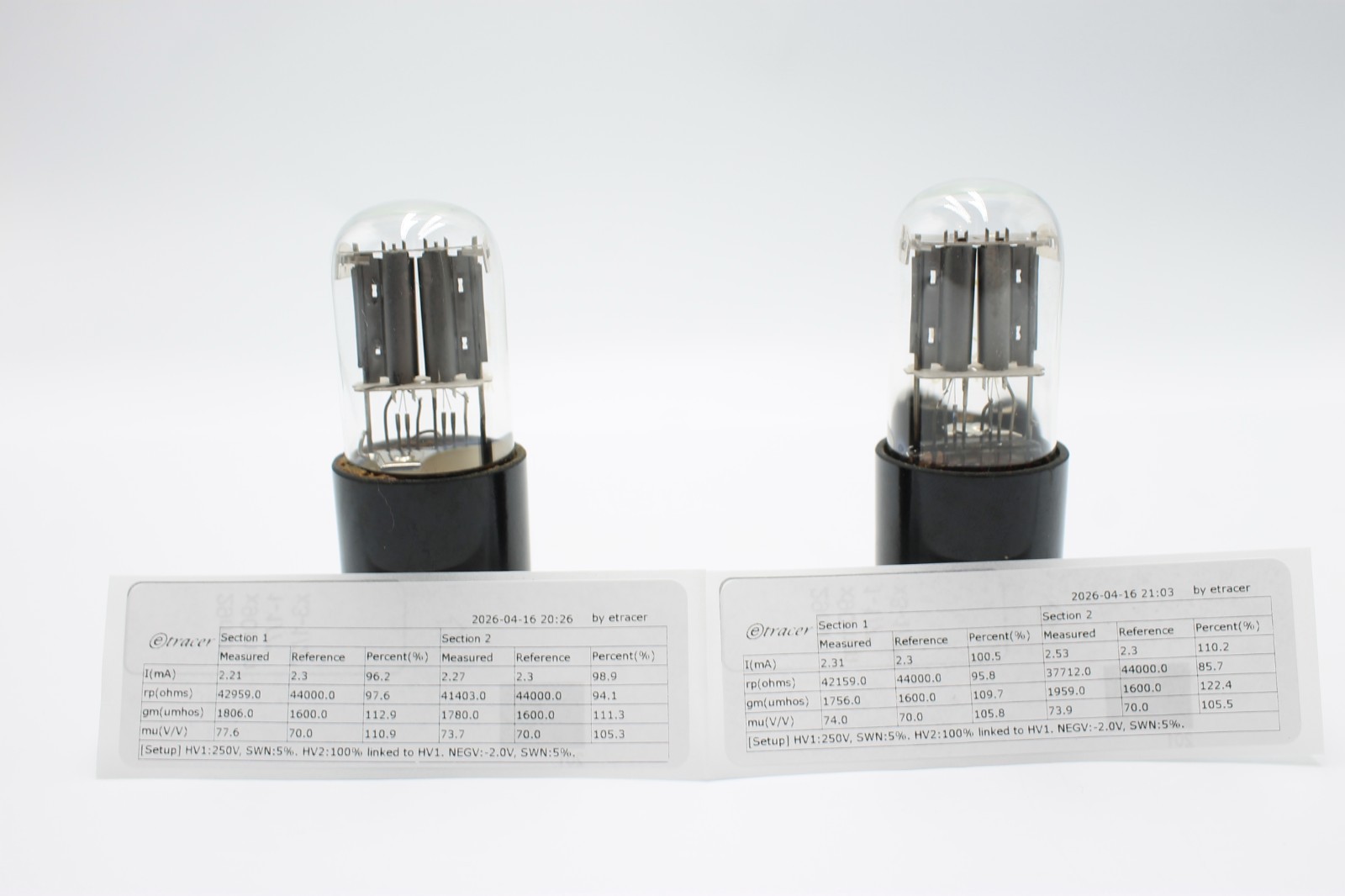 Matched Pair 6N9S / 6SL7 / 1579 / ECC35.Reflector.Silver anode.Etracer Tested.#3
