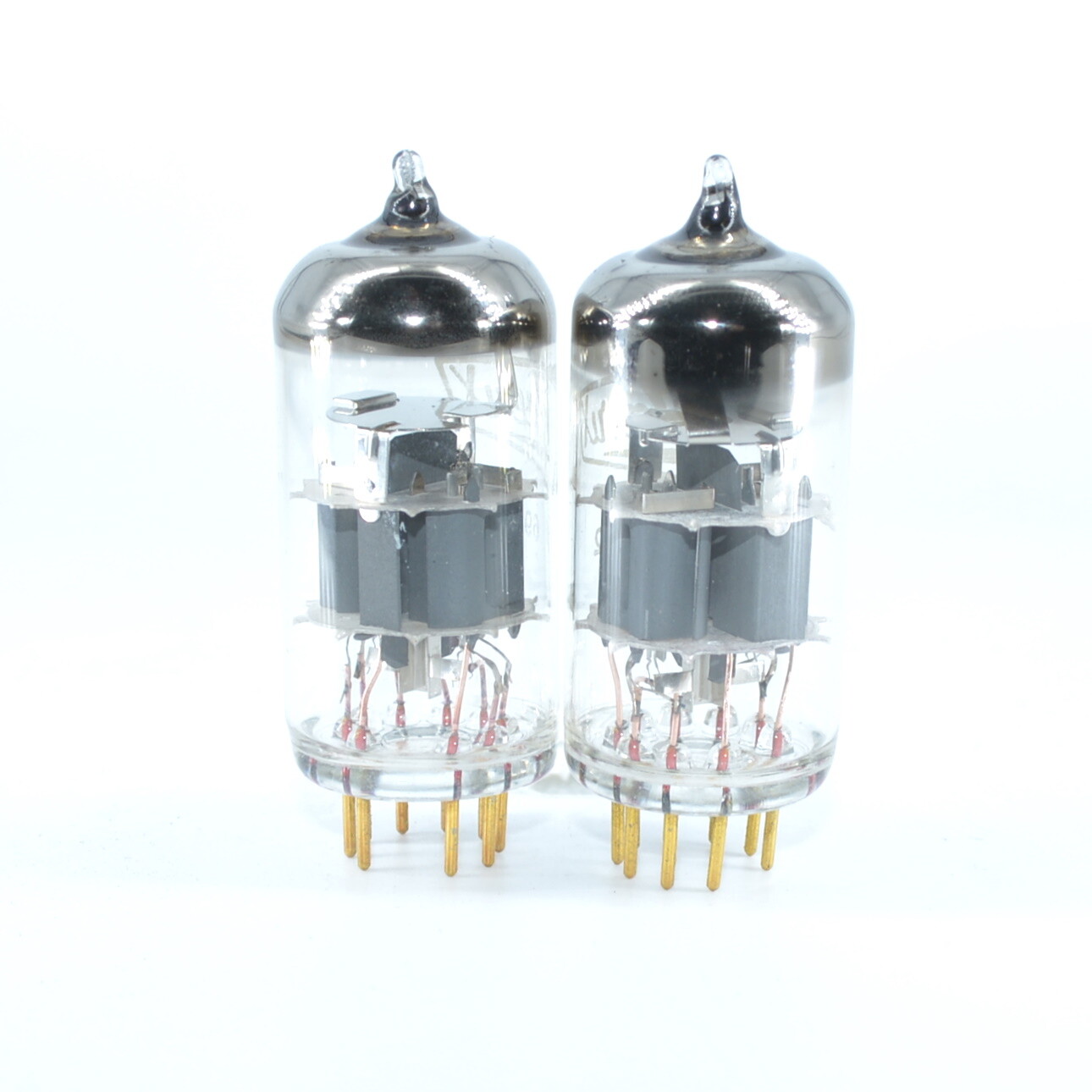NOS TESLA 6922 E88CC MATCHED PAIR GOLD-PIN RARE GREY PLATES AND SHIELD TUBES
