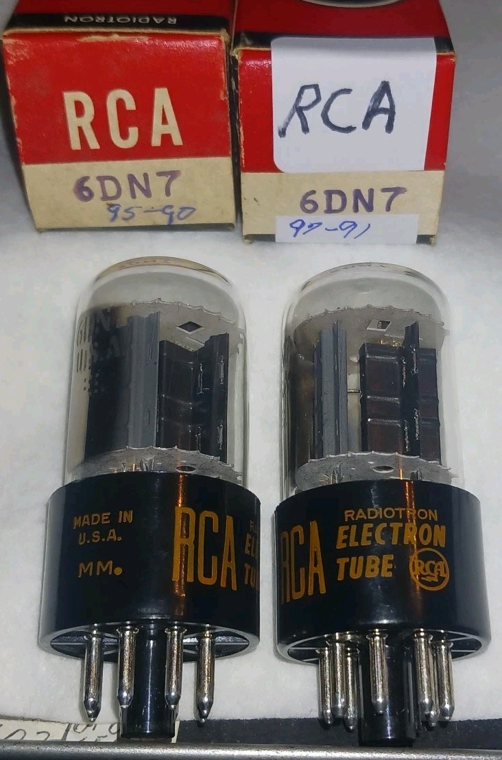LOT OF 2 RCA 6DN7 DISSIMILAR DUAL TRIODE AMPLIFIER TUBES FOR TV,AMP PROJECTS OK