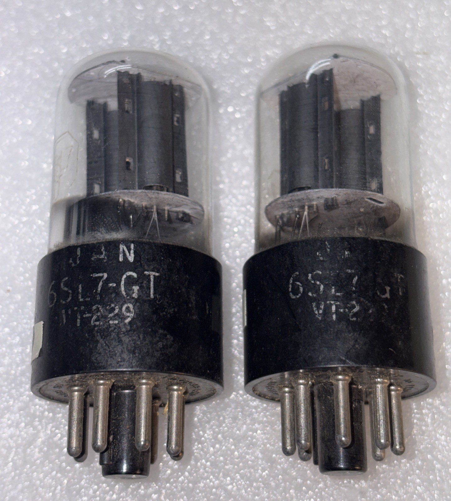 Pair RCA 6SL7GT VT-229 Mil Spec JAN Round Plate Foil Getter Tubes TV7 Strong