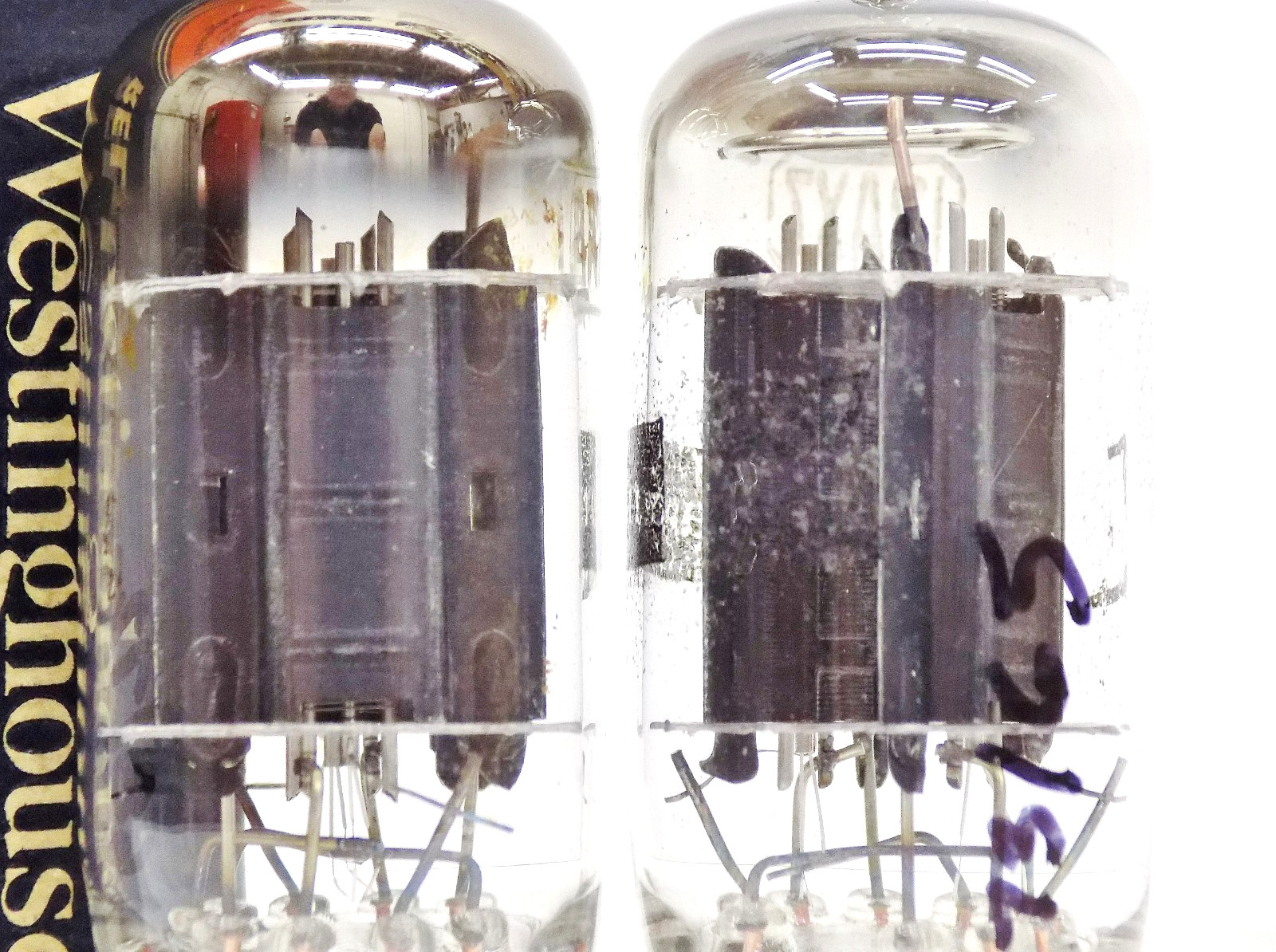 Nice Pair of Tested 1957 Westinghouse/Harman Kardon Branded 12AX7 Vacuum Tubes