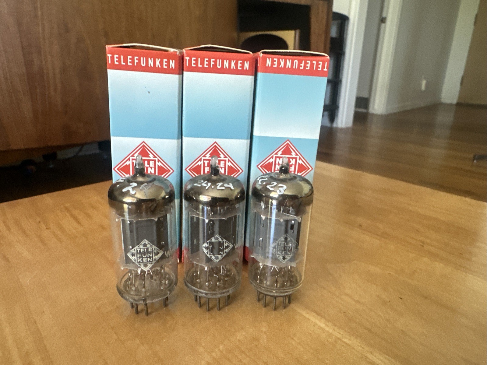 100%+ Matched 3 Telefunken ECC82/12AU7 Long Ribbed Plate Diamond Test New Tubes