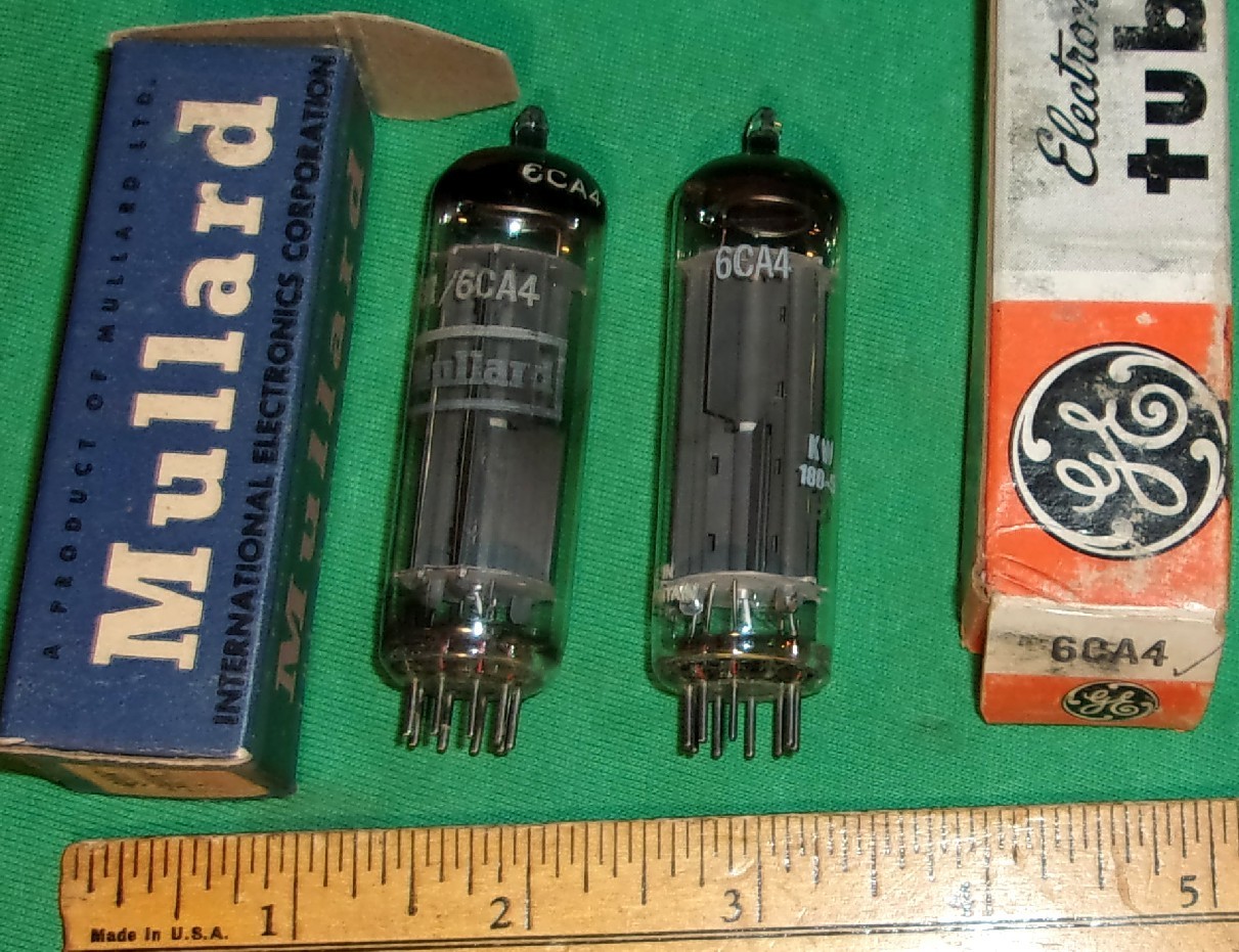 (2) 6CA4 Full-Wave Rectifier Tubes Great Britain Mullard & GE Tested GOOD!