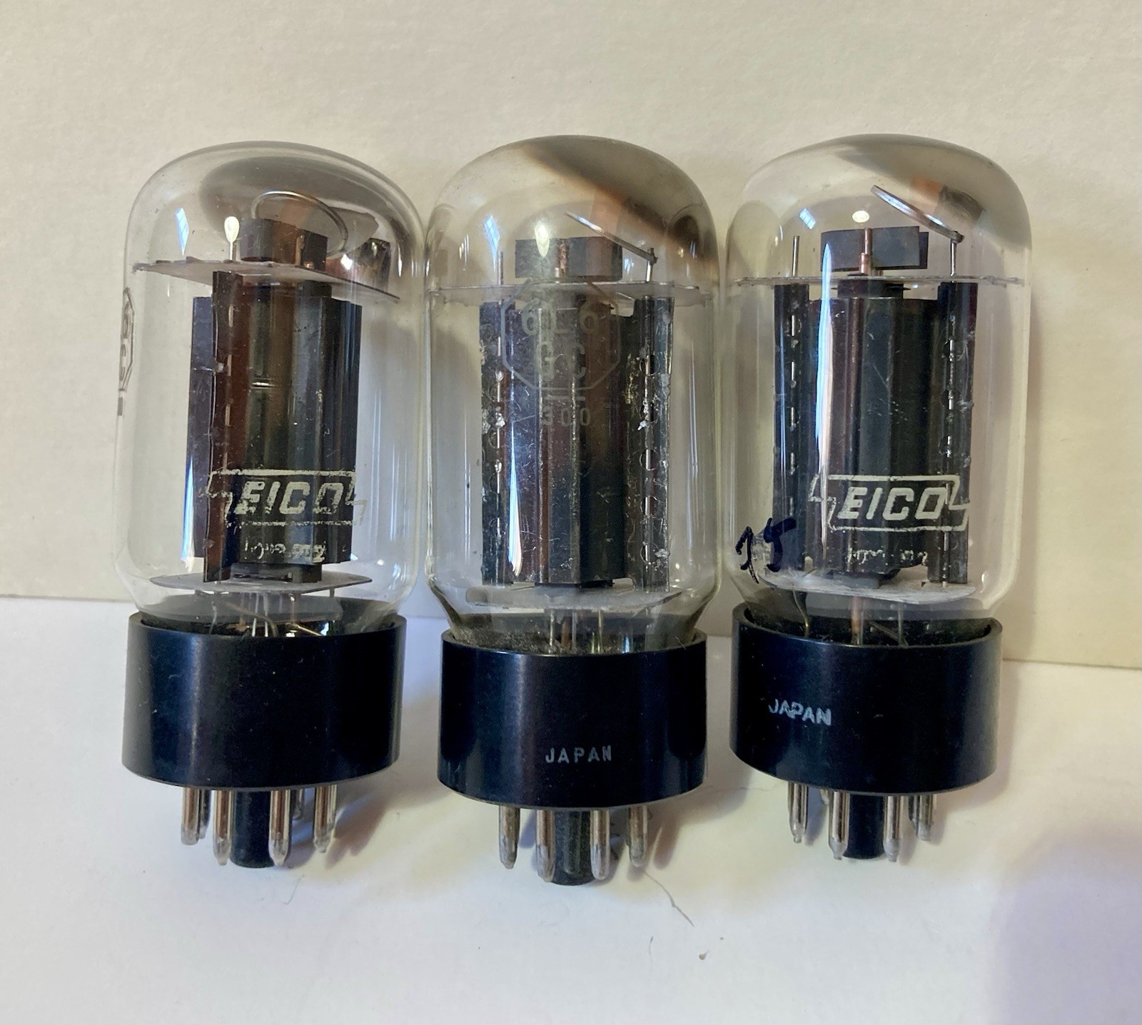 3 EICO 6L6GC (RCA-Style Black Plate) Vacuum Tube Lot – Japan Matsushita 1960s