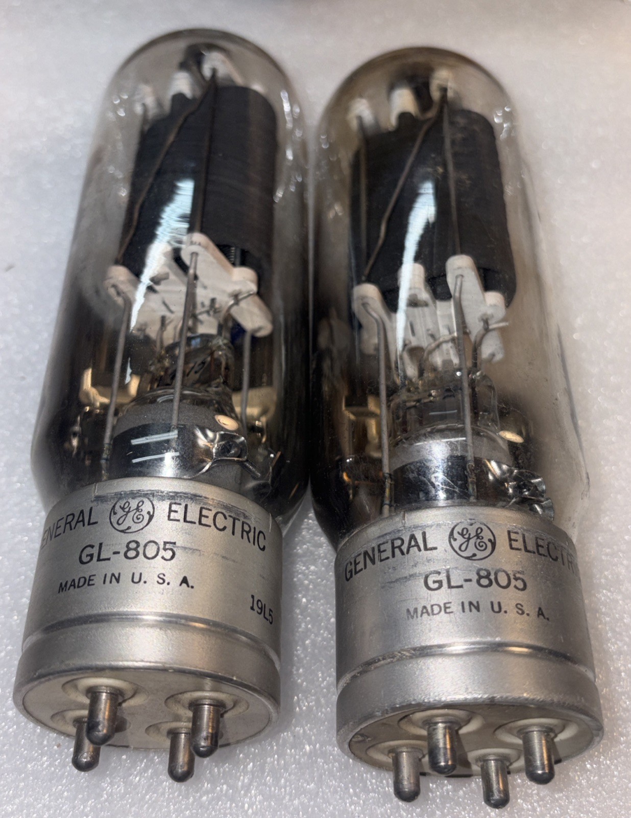 Pair GE GL-805 805 Transmitting Tube Black Plate Tested Strong