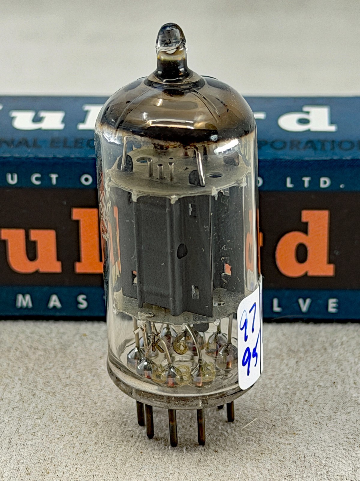 (1) Early Mullard ECC82 Long Plates Round Goalpost Getter 1958 Blackburn UK B8B
