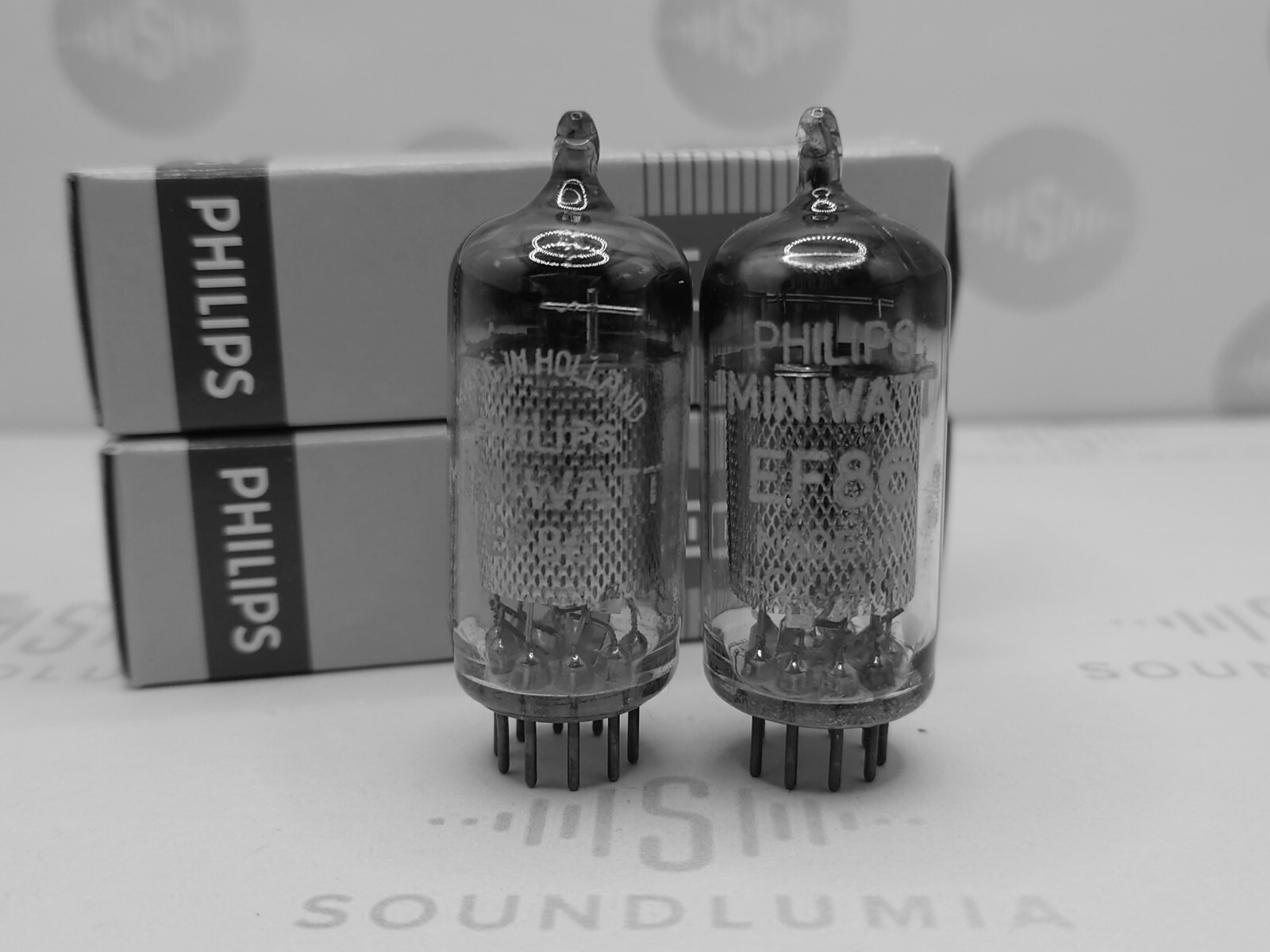 Mullard EF86 Long Mesh Plates Square Getter Matched Pair Philips Label – GB ’50s