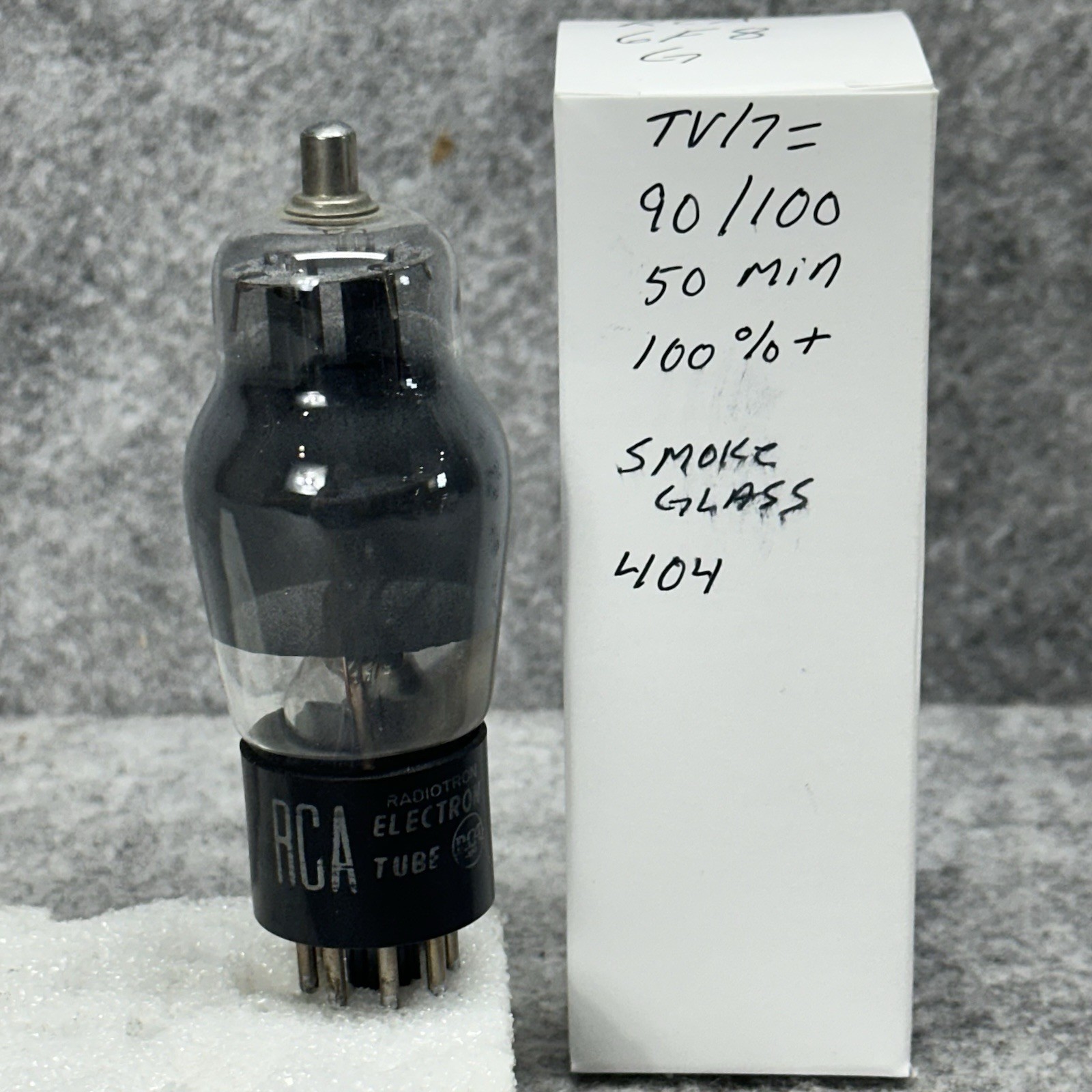 RCA SMOKE GLASS 6F8G TUBE BLACK PLATE TESTS OVER 100%