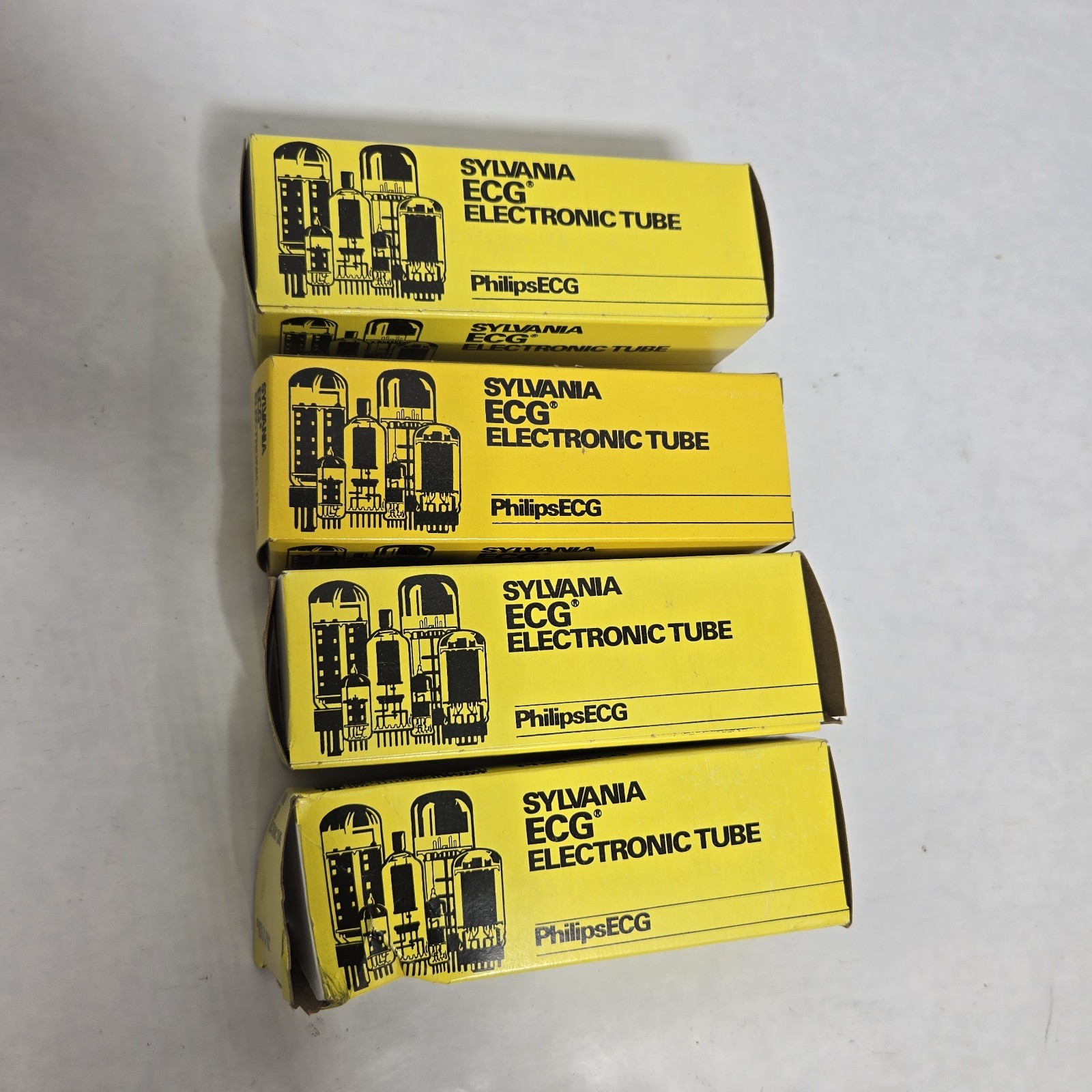 NOS Quad Philips ECG 6550 USA Made Vacuum Tubes Syvania New old stock One broken