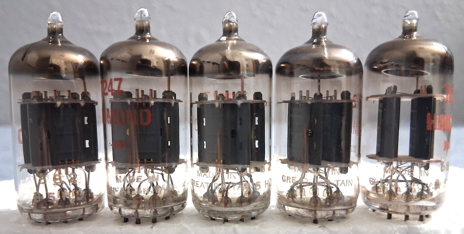 5 Mullard 7247/12DW7 Vacuum Tubes – Made in Great Britain – Blackburn Codes