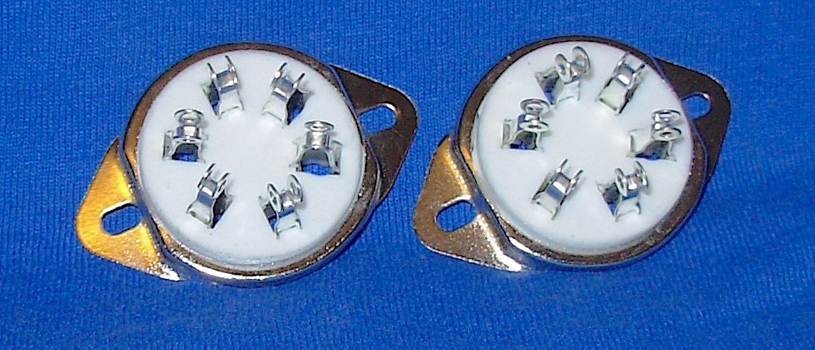 Pair New Ceramic 6 pin Vacuum Tube Sockets for 6D6, 41, 42, 77, 78, RK-49, etc