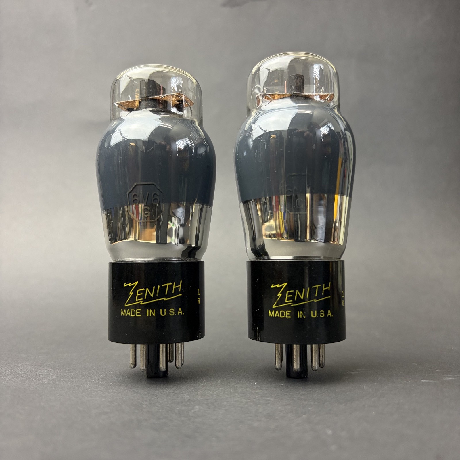 6V6G 7408 Zenith Sylvania Tubes Pair Globe Smoked Glass TV7 Test Good SV6-7-8