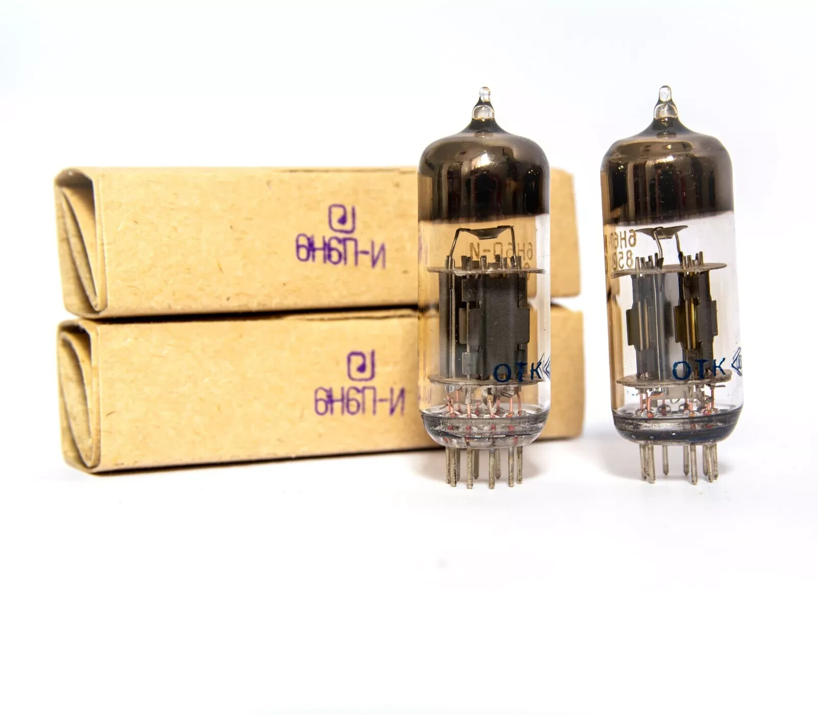 MATCHED PAIR 6H6P-I/6N6P/6H6P/ECC99 VALVE Tubes. SAME DATE Gold Grid. NEW.