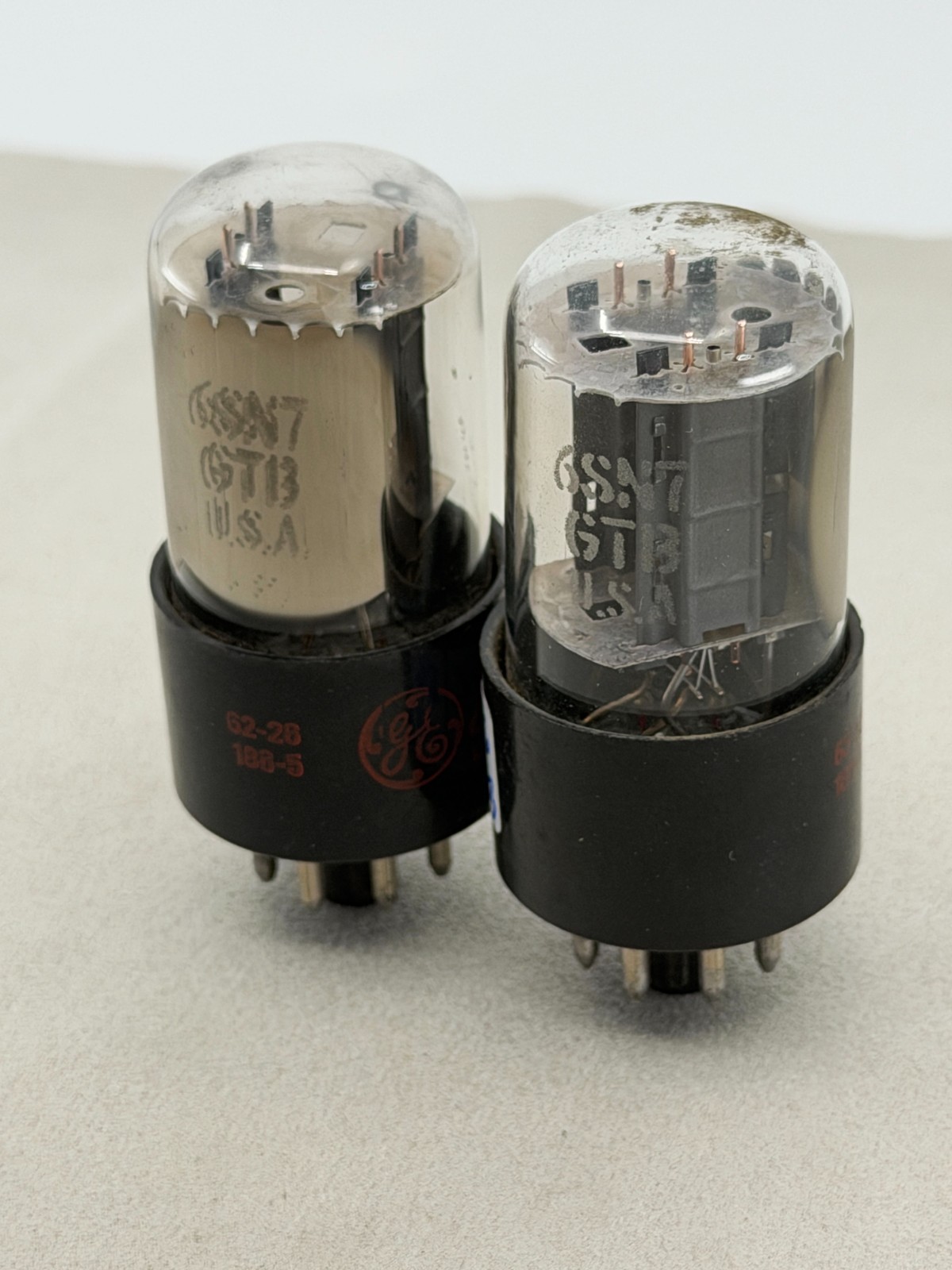 (2) GE 6SN7GTB Short Bottle Tubes Side Ring Getters Test Strong Amplitrex