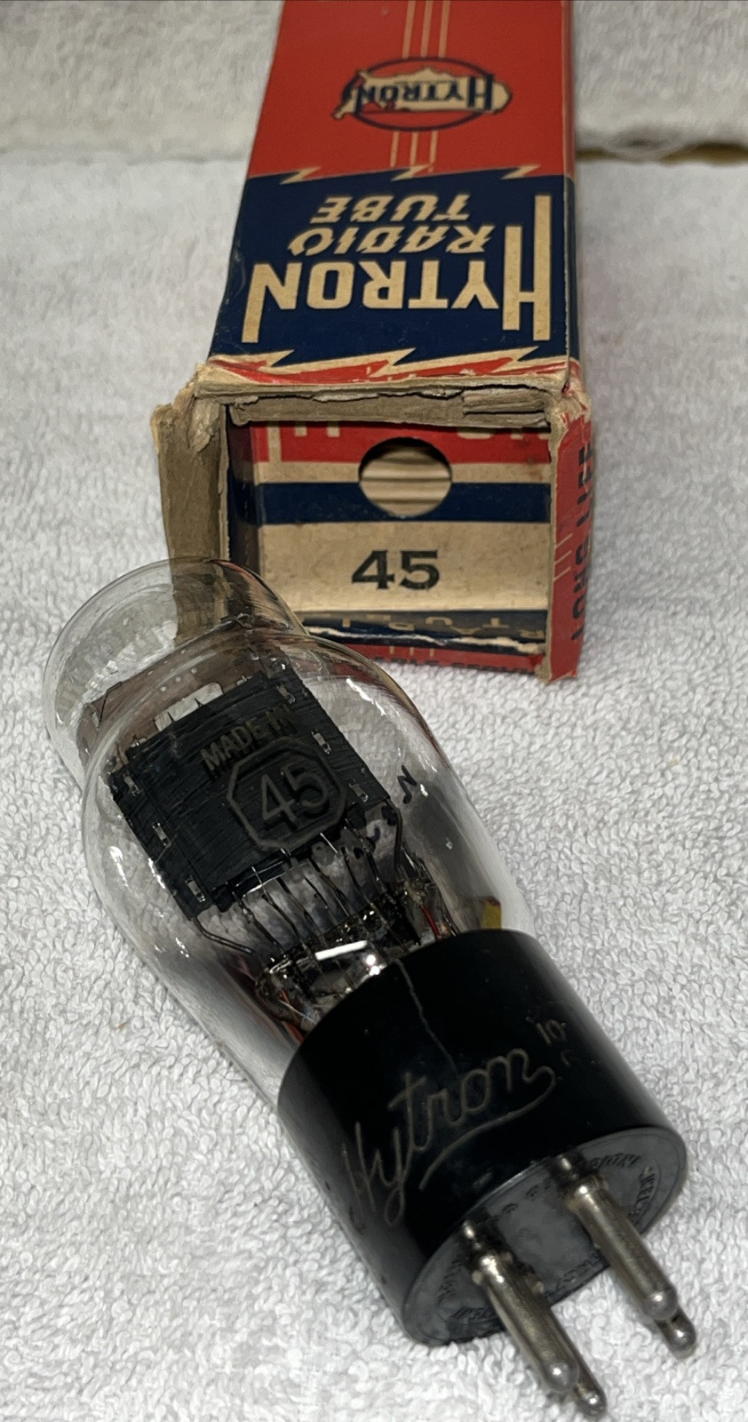 Hytron Type 45 Engraved Base Vacuum Tube Amplitrex Tested NOS NIB