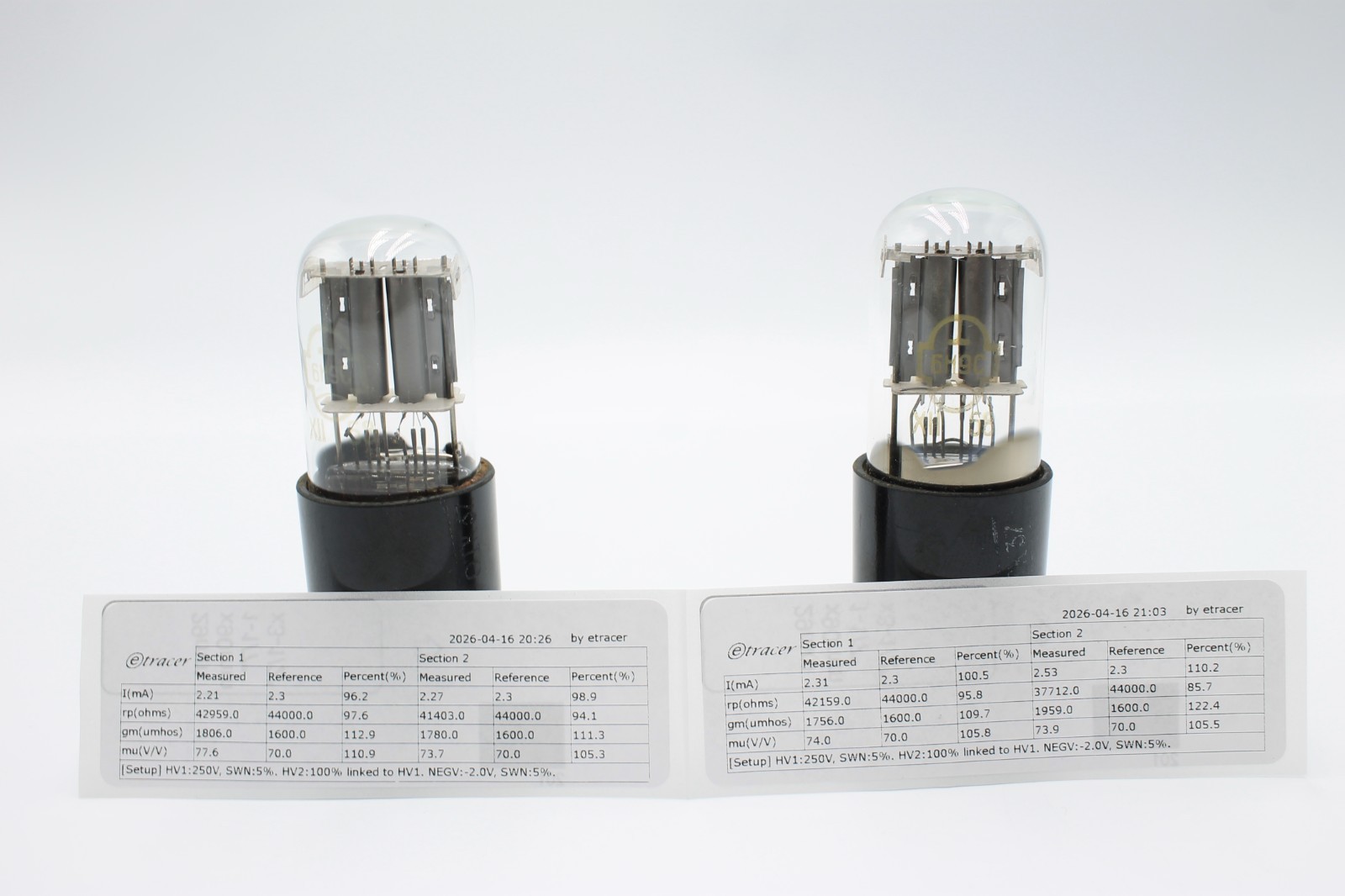 Matched Pair 6N9S / 6SL7 / 1579 / ECC35.Reflector.Silver anode.Etracer Tested.#3