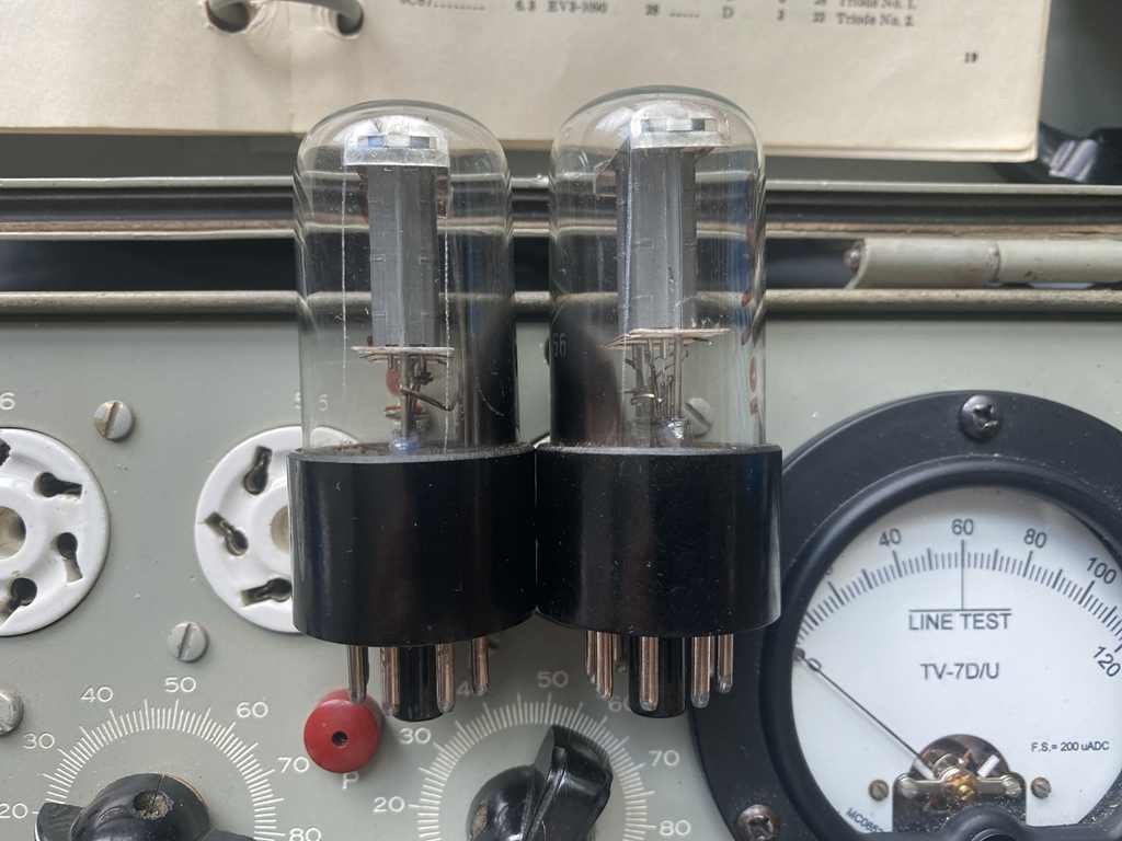 Rare Platinum Matched Pair 56 Early Foton Military 6N8S/6SN7 Tubes, TV-7 tested