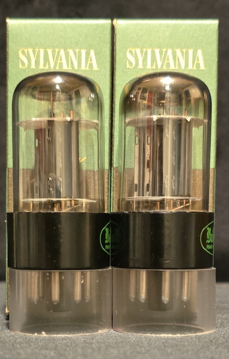 SYLVANIA 6SN7 GTB TUBE 1959 CHROME TOPPED HALO BLACK PLATES MATCHING SET