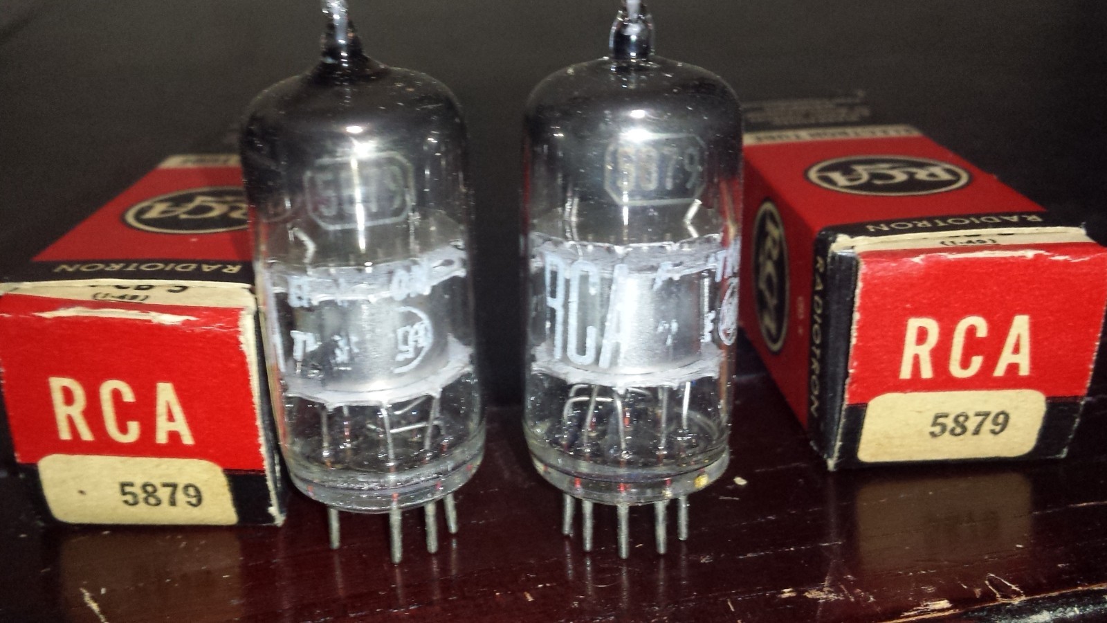 ⭐️USA⭐️ 1950s Perfect Balanced NOS NIB Matched Pair RCA 5879 D GETTER TUBE TV7