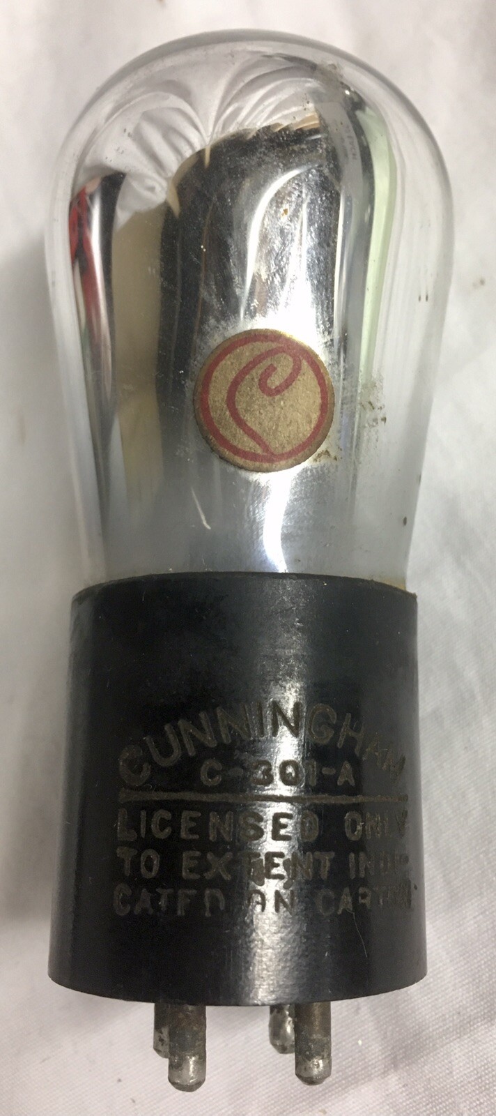 Cunningham C-301A (UV-201A) Short Pin Globe/Balloon Vacuum Tube-UNTESTED