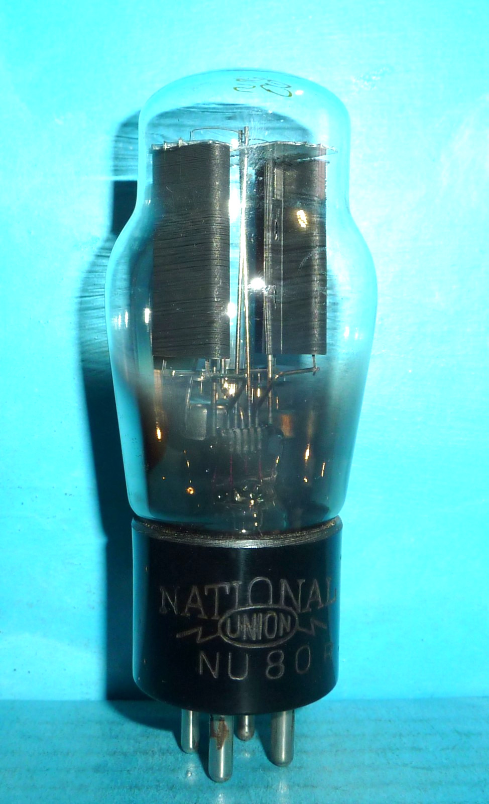 National Union NU-80 Type 80 Rectifier Tube Engraved Base Hung Filaments Tested