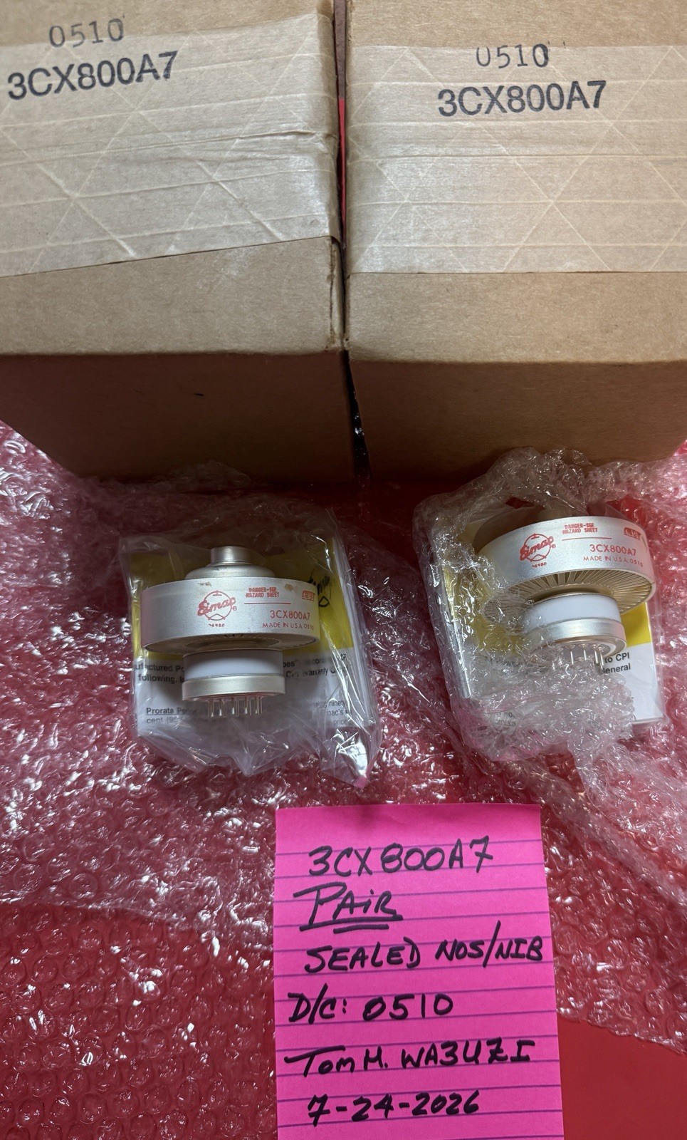 RARE PAIR of NOS/NIB Genuine EIMAC 3CX800A7 High-Mu Power Triode Tubes