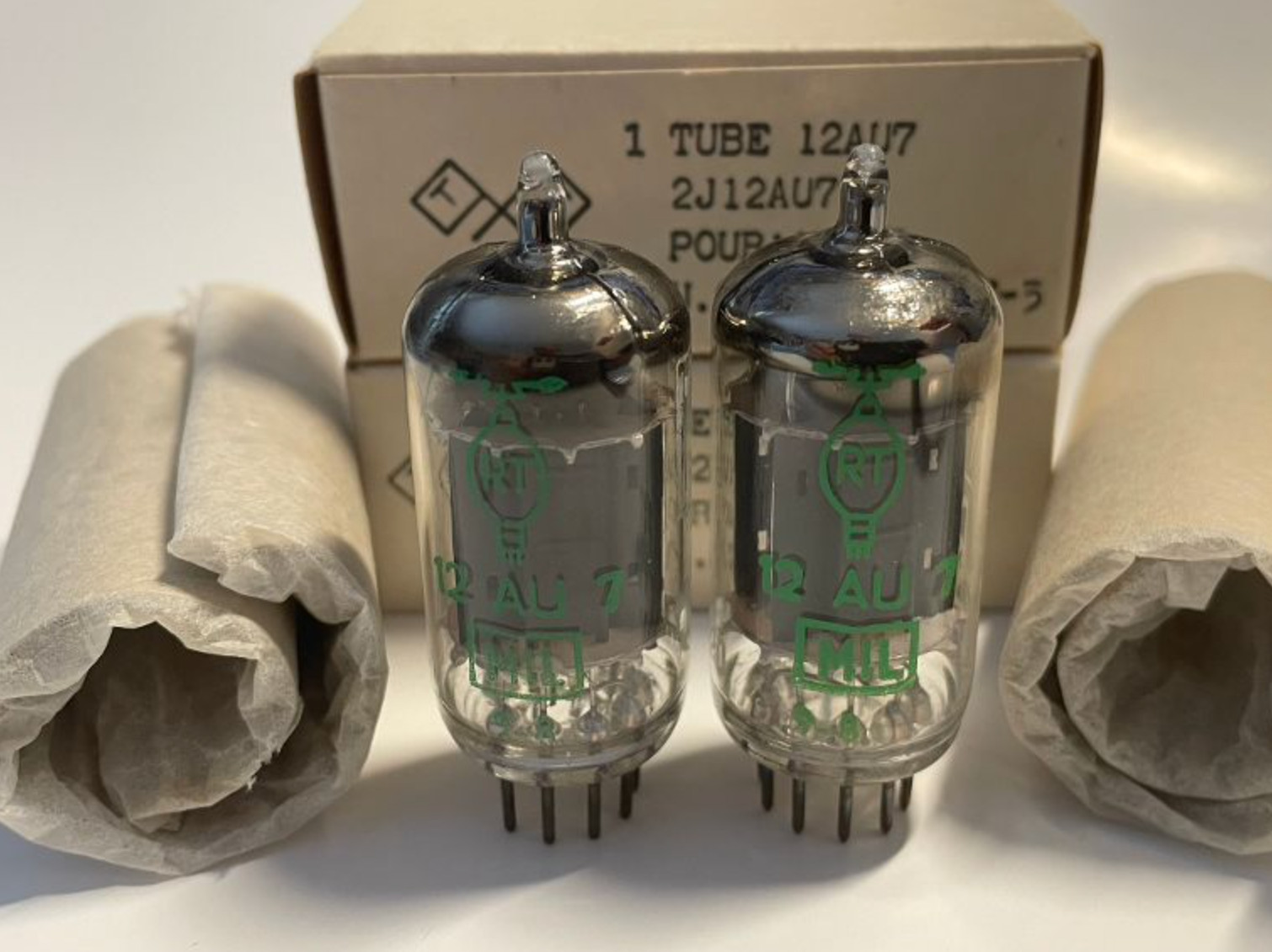 RARE MIL Pair NOS/NIB tubes ECC82 12AU7 RT MAZDA BELVU year 1958 – ECC802S