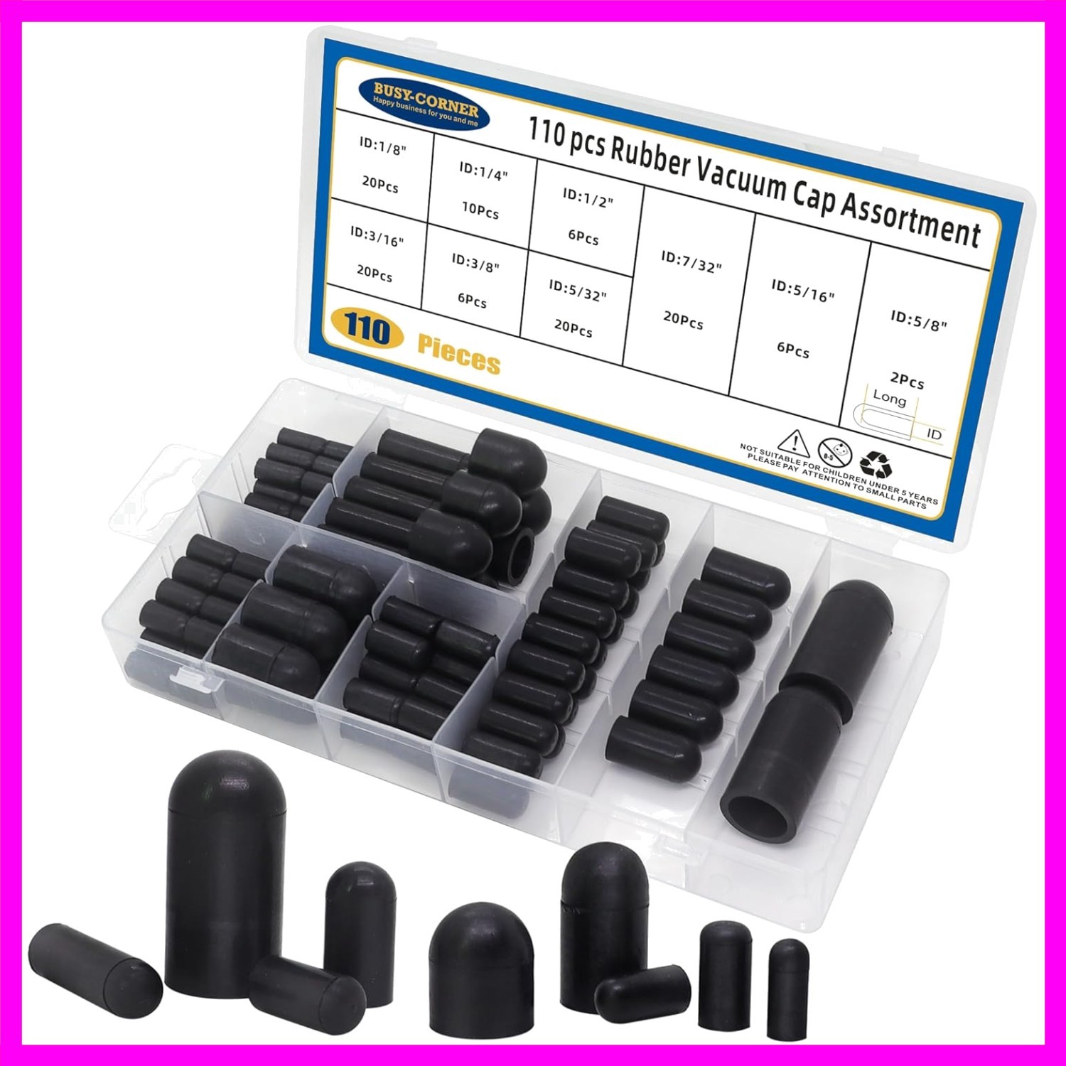 110 PCS Vacuum Caps Assortment, Vacuum Plugs Hose End Cap, Rubber Vacuum Caps…