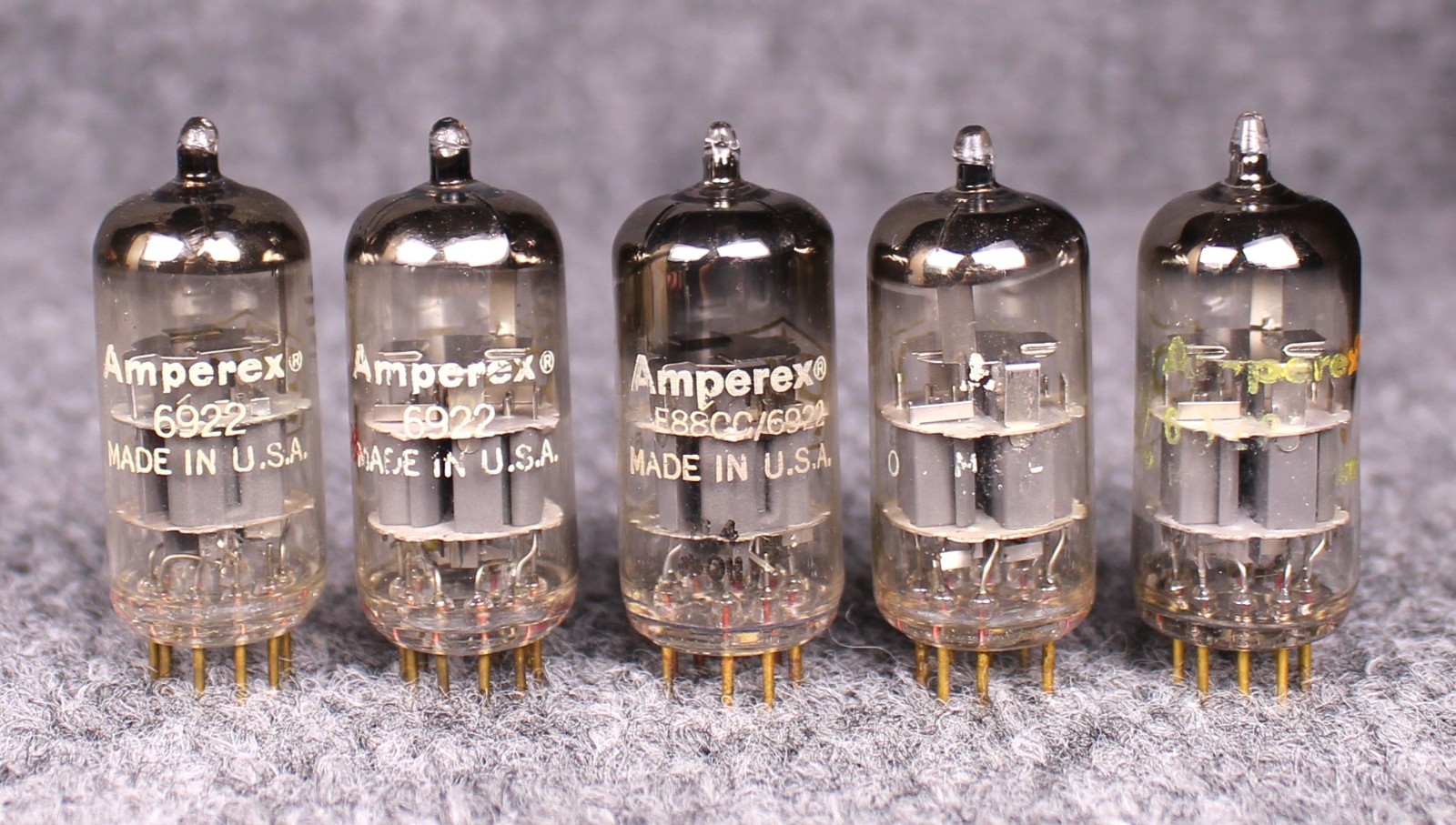(5) Amperex 6922 PQ Gold Pin Tubes ~ 7308 E88CC ~ TEST STRONG!
