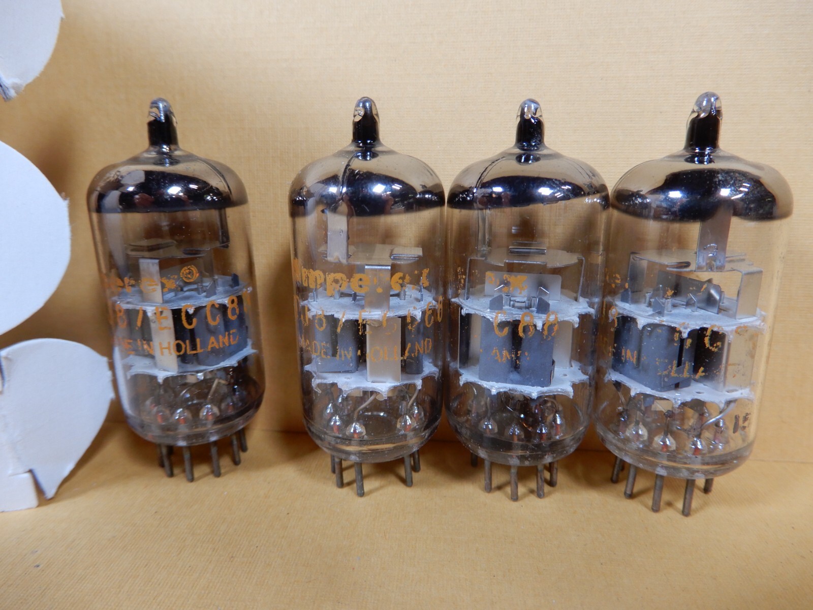 Amperex Globe Logo 6DJ8 ECC88 Vacuum Tube Quad Amplitrex Tested 84%-97%