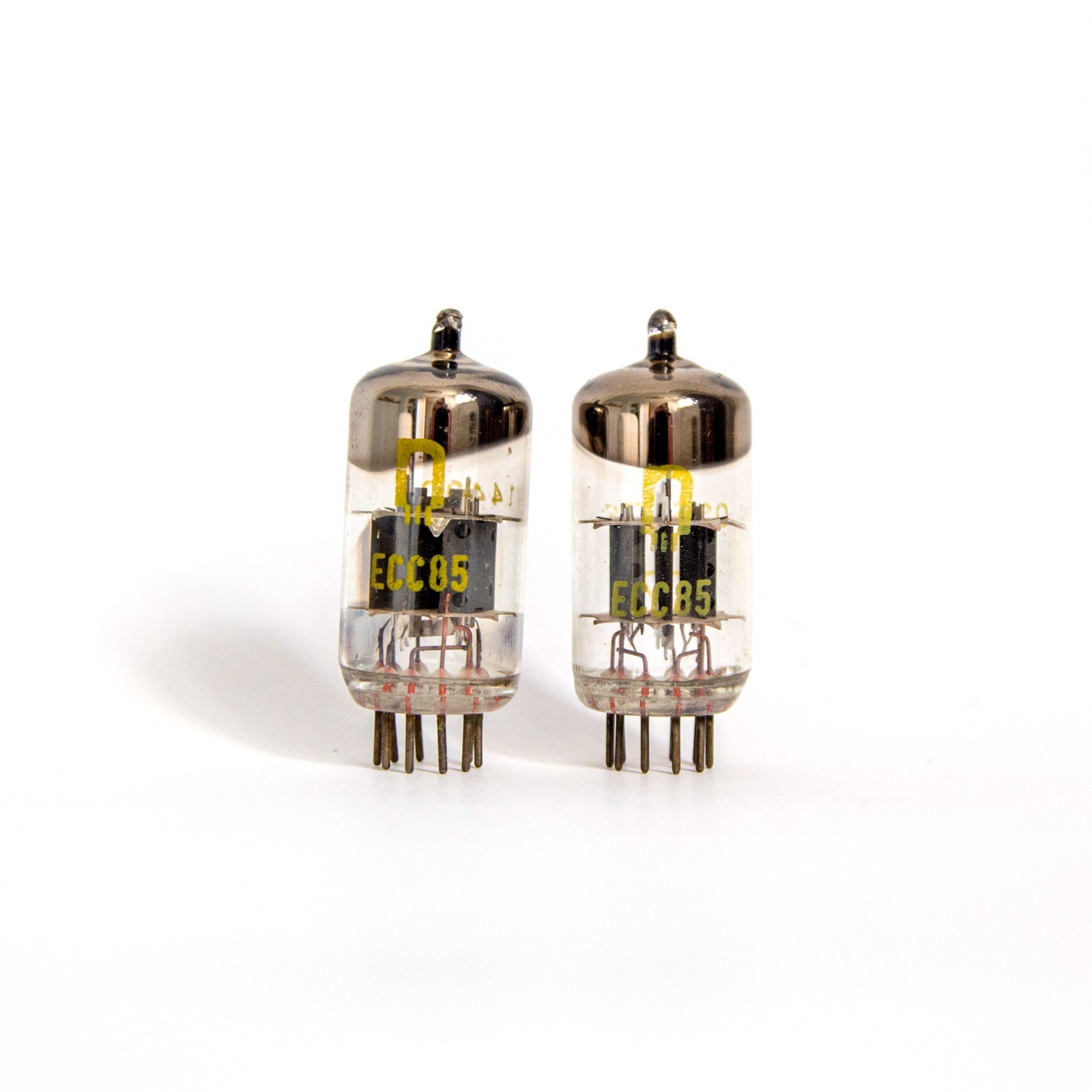 MATCHED PAIR ECC85 RFT STRONG DOUBLE TRIODE TESTED TUBE = 6AQ8 B719 6L12. USED.