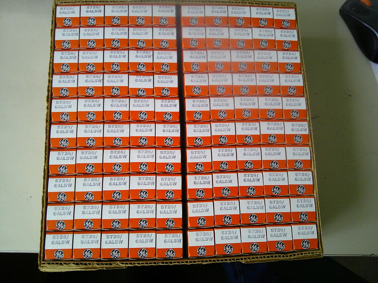 LOT OF 100 EA NOS G.E. ELECTRON TUBES P/N: 5726 / 6AL5W