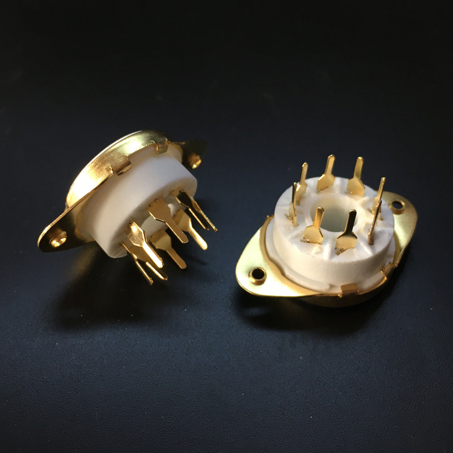 10Pcs 8Pin Gold Ceramic Vacuum Tube Socket Valve Base fr KT88 6550 KT66 6V6 Tube