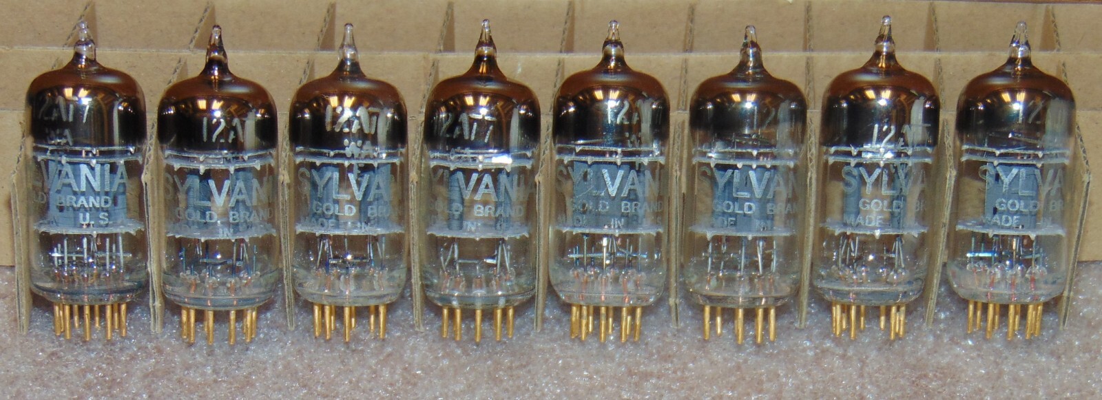 RARE 3 MICA* ONE TUBE * 12AT7 6201 NOS Sylvania [] Getter GOLD Pin 12AT7WA ECC81
