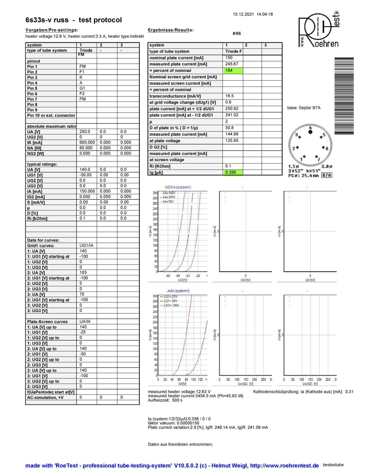 PAIR 6S33S-V = 6C33C-B TESTED WITH ROETEST V10 BY CURVES NOS/NIB /GOLD GRID