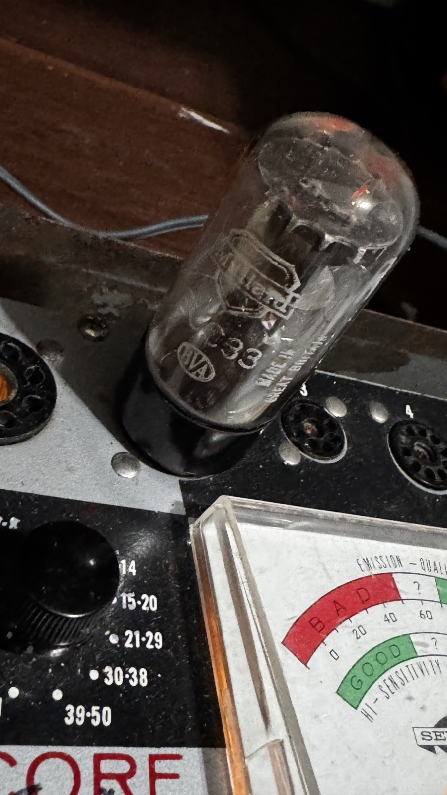 ECC33, MULLARD, BLACK BASE, WHITE BOX, FACTORY CODE, 5K1 B5E