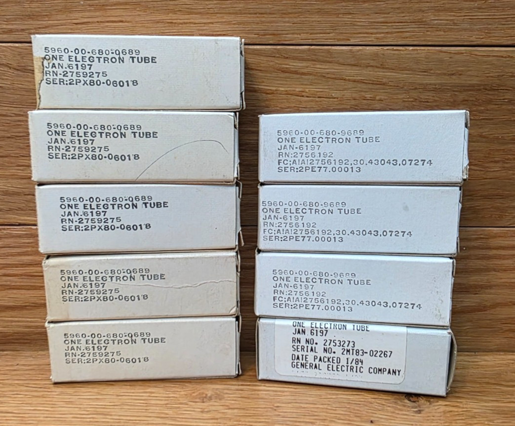 1- GE JAN 6197 6CL6 Vacuum Tube Tested NOS/NIB Qty. Available