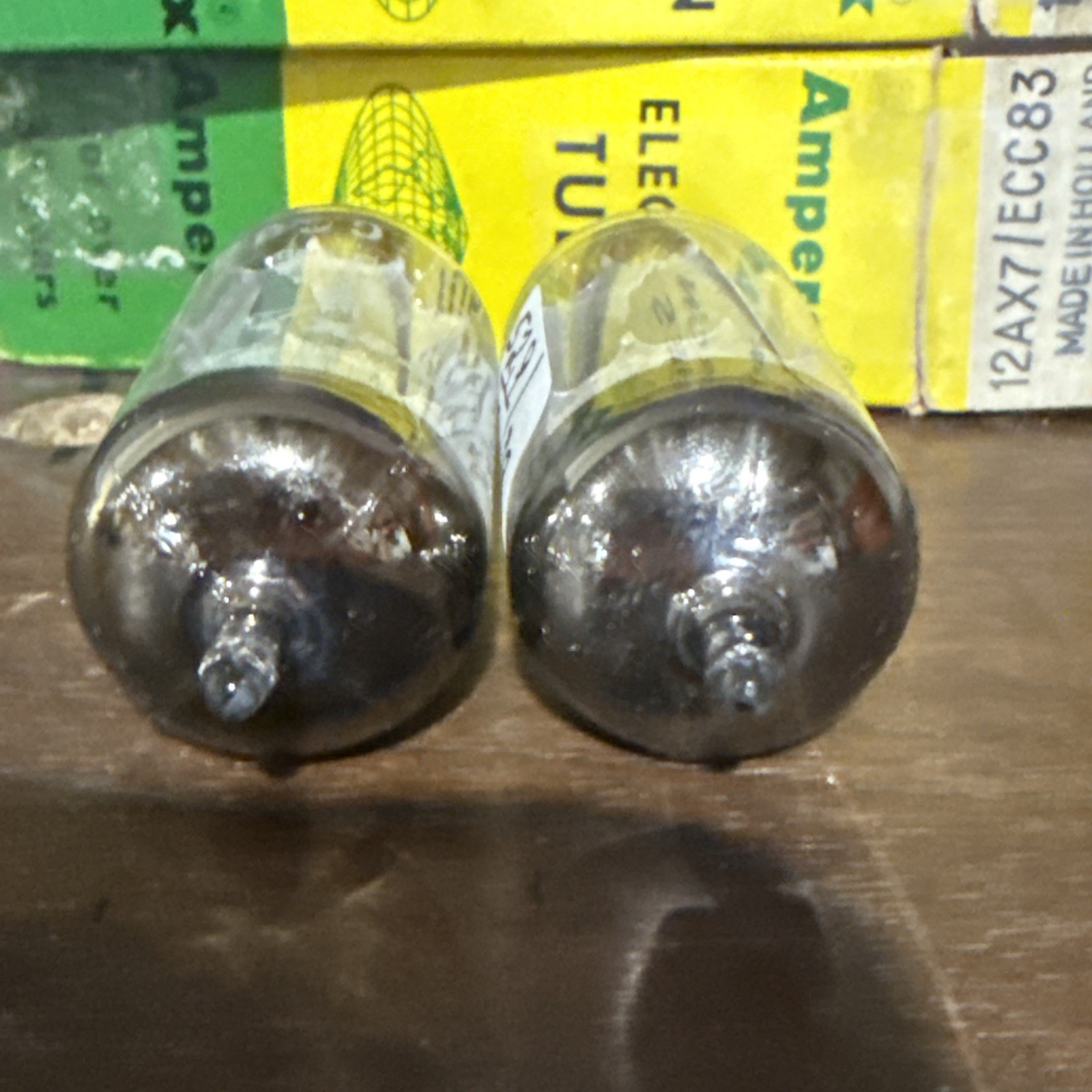 AMPEREX 12AX7 ECC83 BUGLE BOY 1964 HOLLAND PERFECTLY MATCHED PAIR NIB TV7 Tested