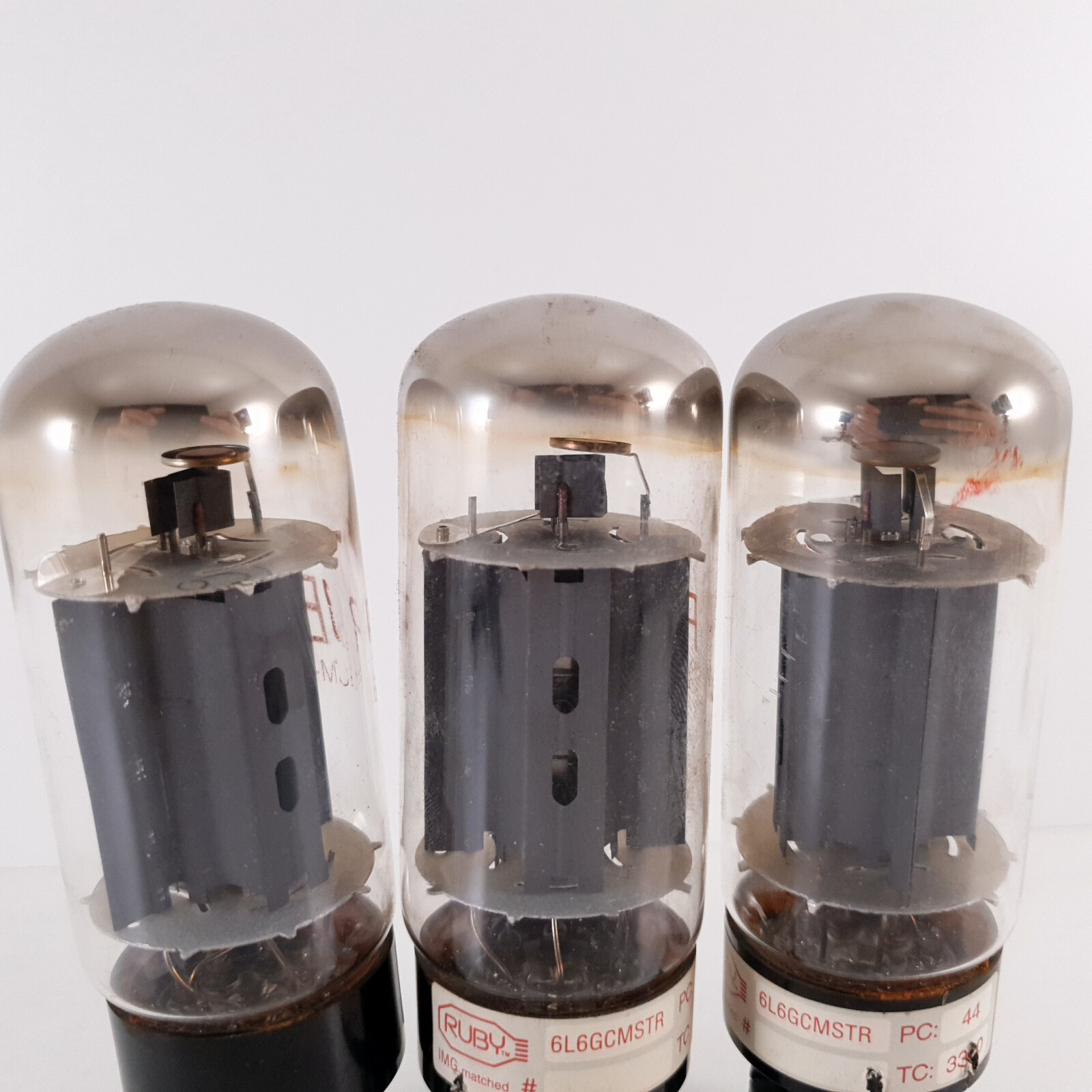 3 X 6L6GCMSTR RUBY TUBE. SOLID GETTER. 94/102/95% MATCHED TRIO. USED. 15. CH117