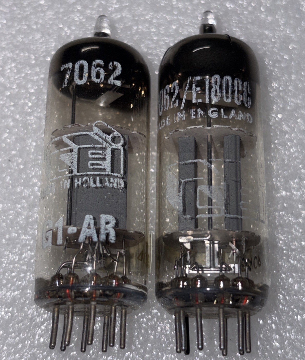 Matched Pair Amperex E180CC 7062 Foil D Getter Vacuum Tube TV7 Tested Strong #4