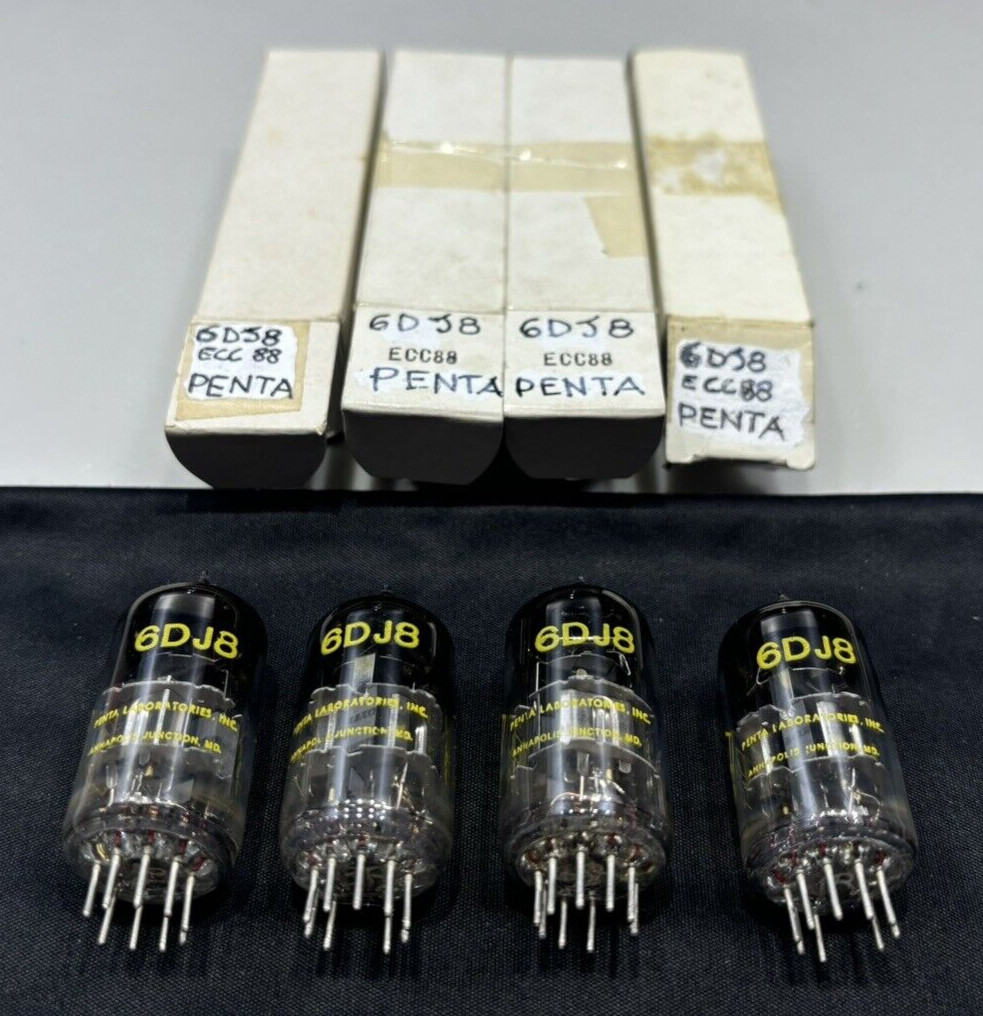 4x PENTA LABORATORIES INC. 6DJ8 Tubes ECC88