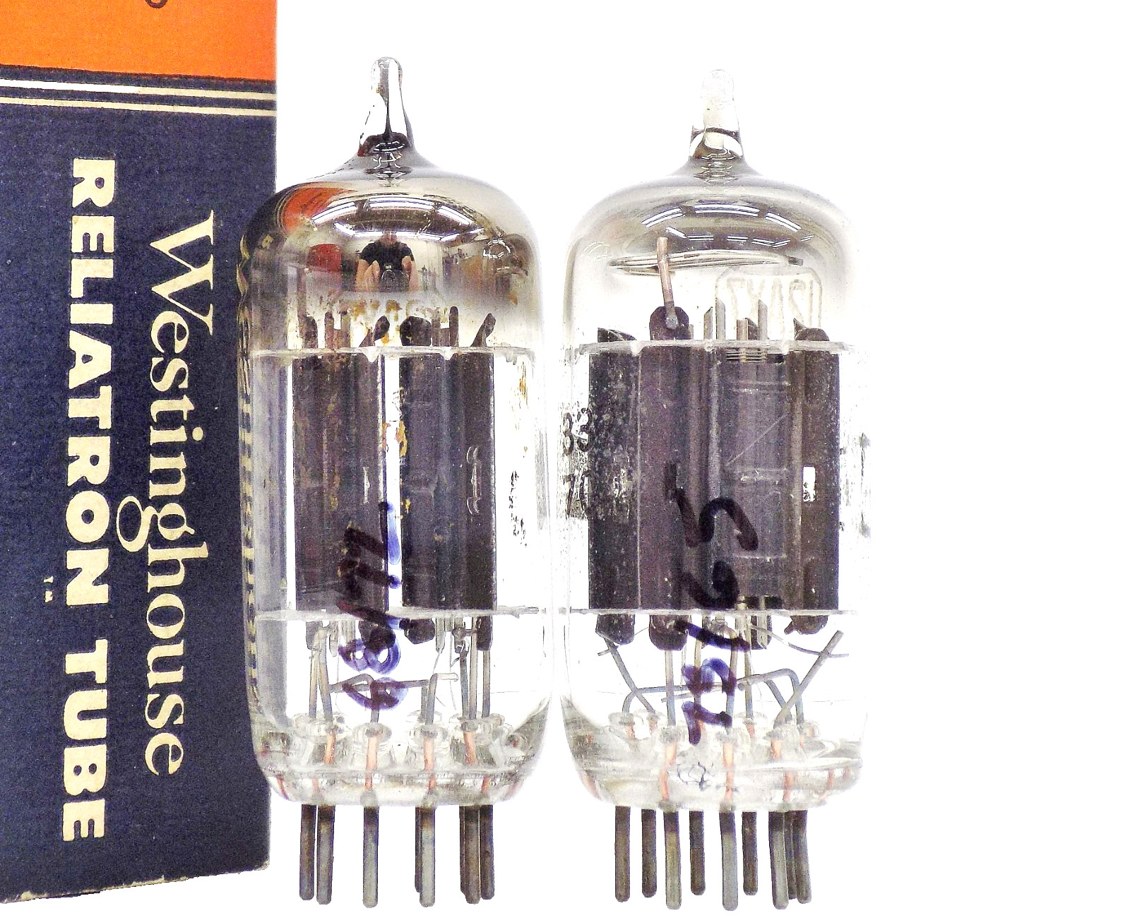 Nice Pair of Tested 1957 Westinghouse/Harman Kardon Branded 12AX7 Vacuum Tubes